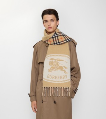 Reversible Knight Stamp Scarf in Sand beige | Burberry® Official