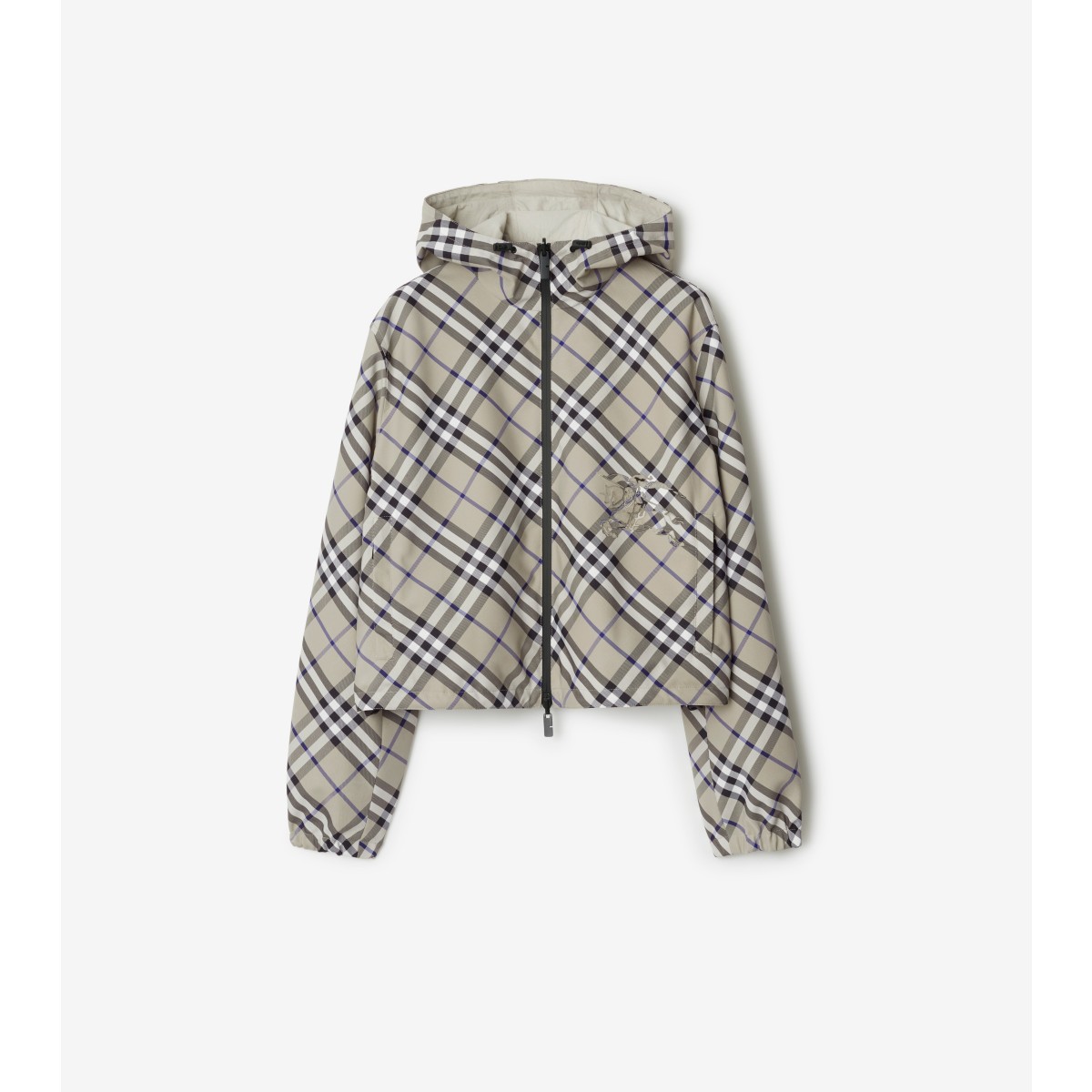 Burberry Reversible Cropped Check Jacket In Lichen