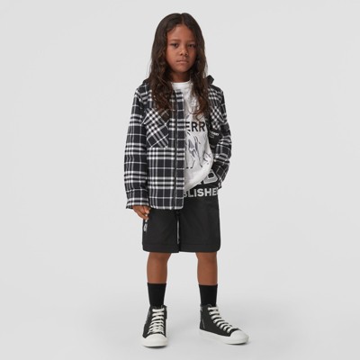 Horseferry Print Check Panelled Cotton Shorts