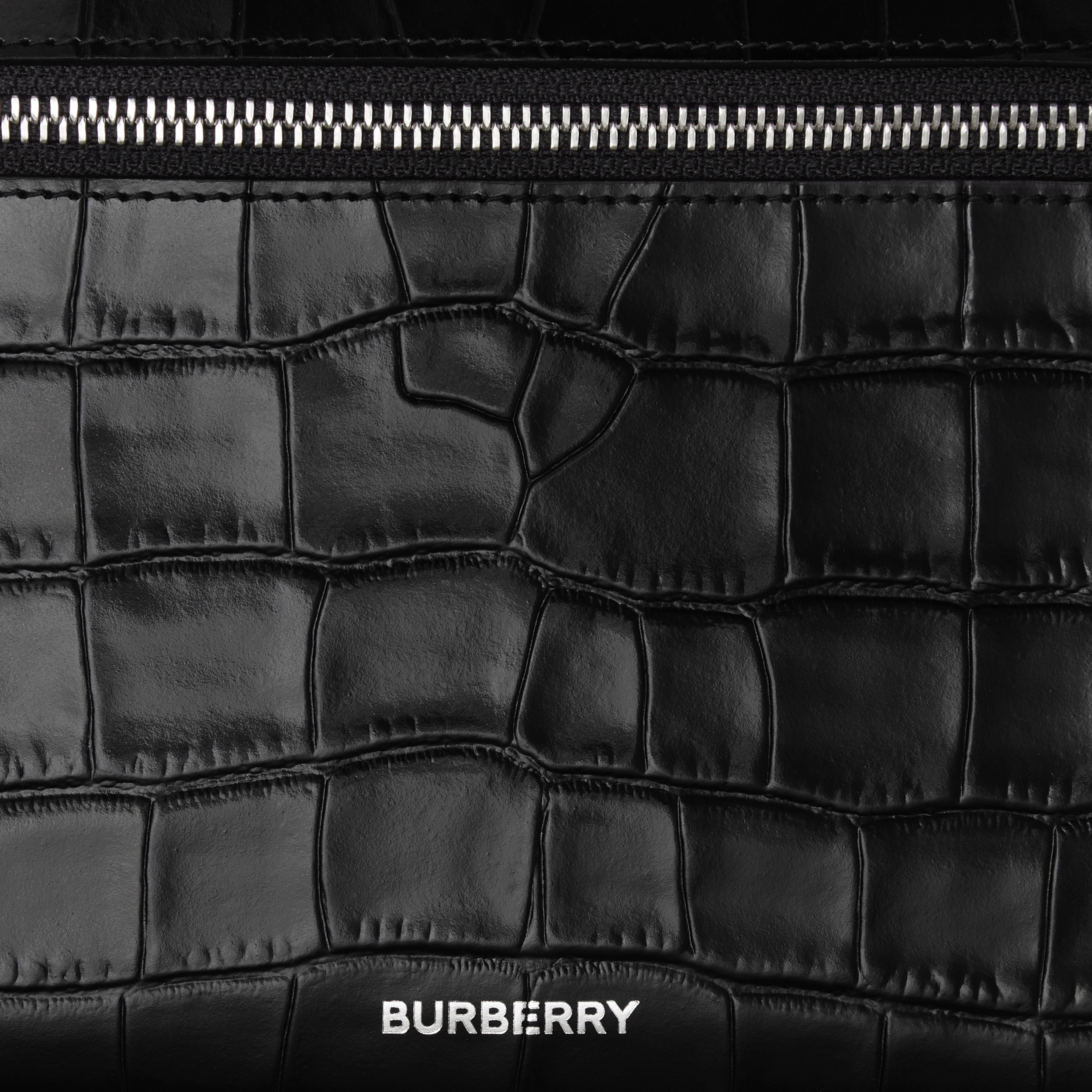 Embossed Leather Zip Pouch in Black | Burberry® Official - 2