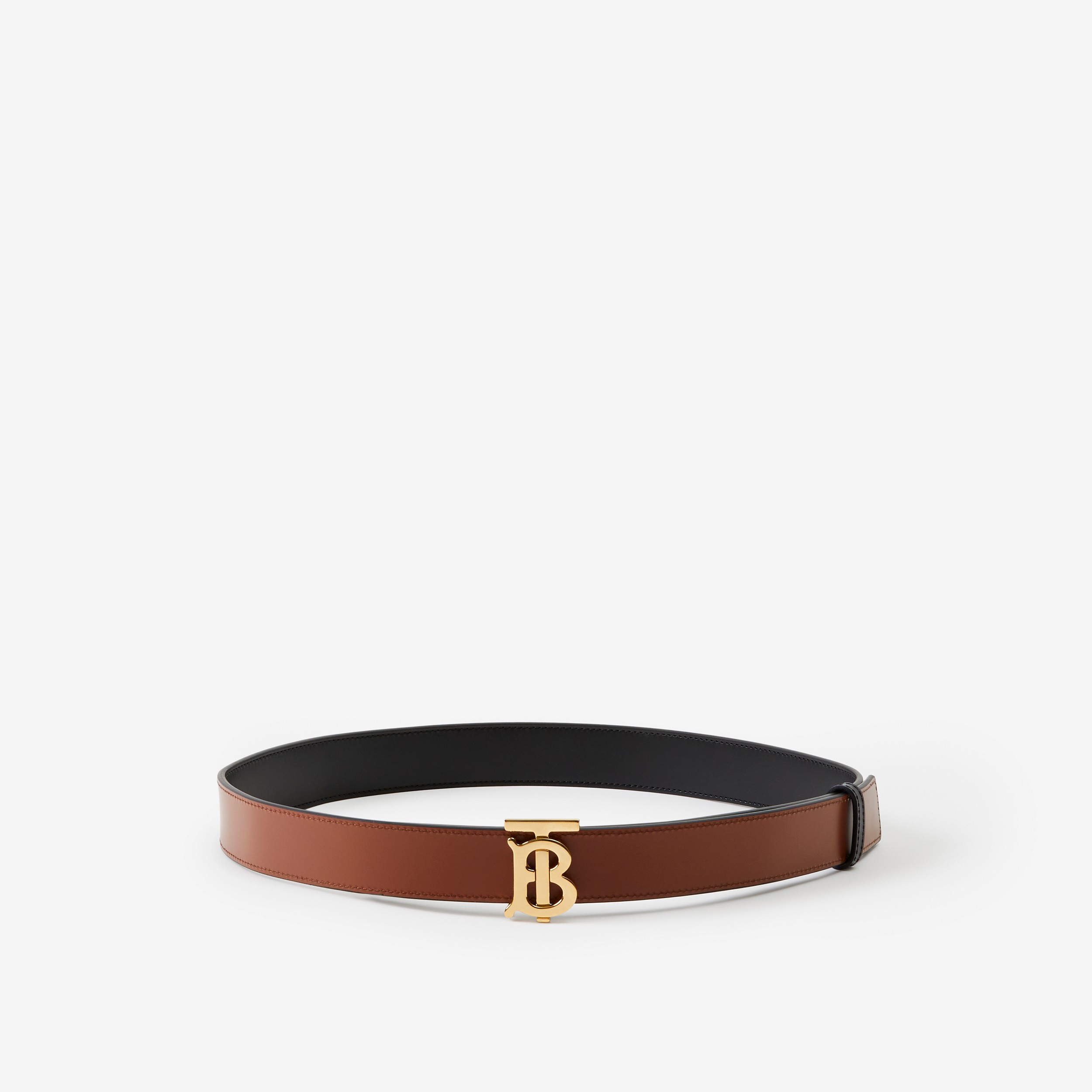 Leather Reversible TB Belt in Black/tan/gold - Women | Burberry® Official - 3