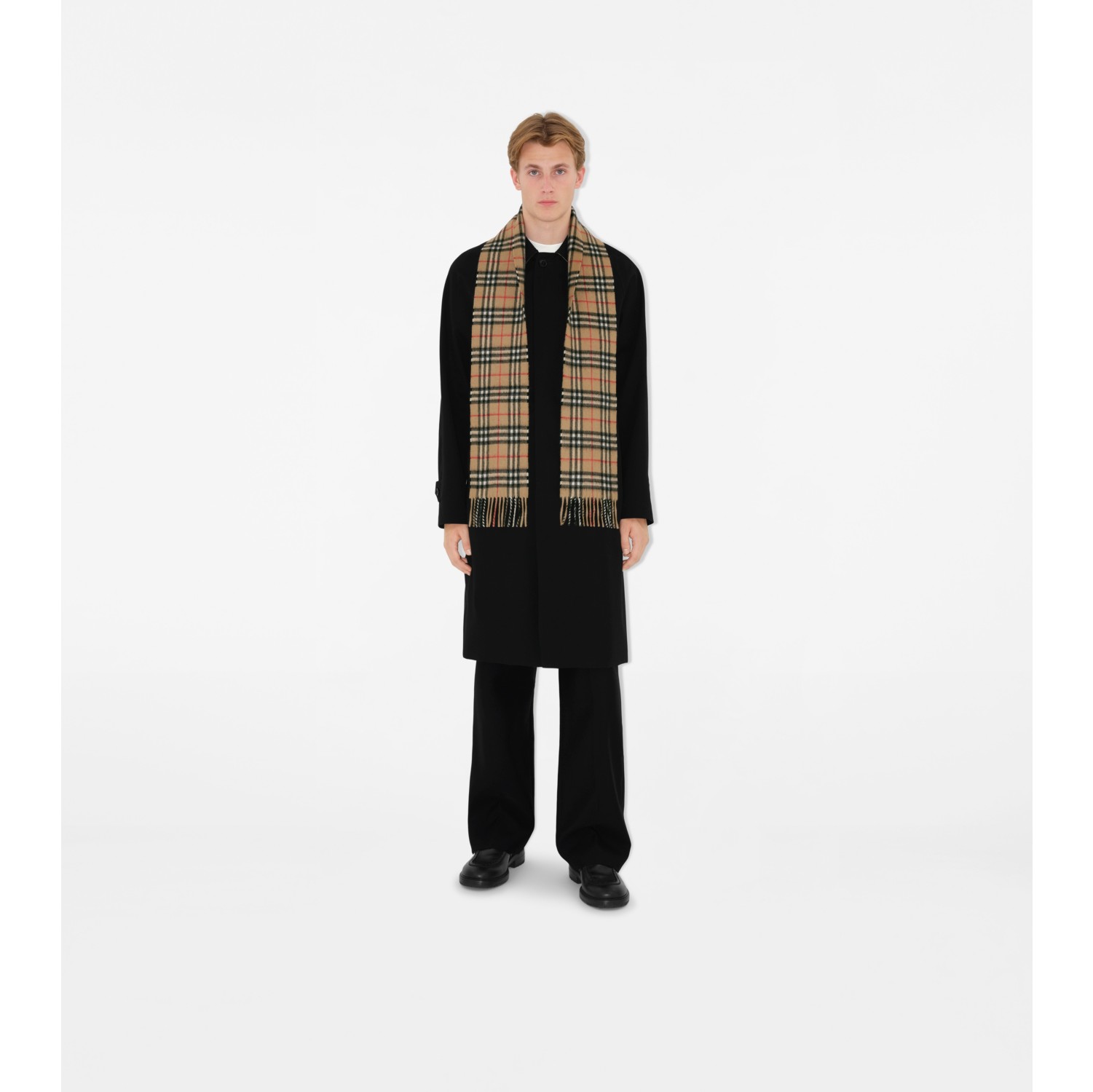 Narrow Check Cashmere Scarf