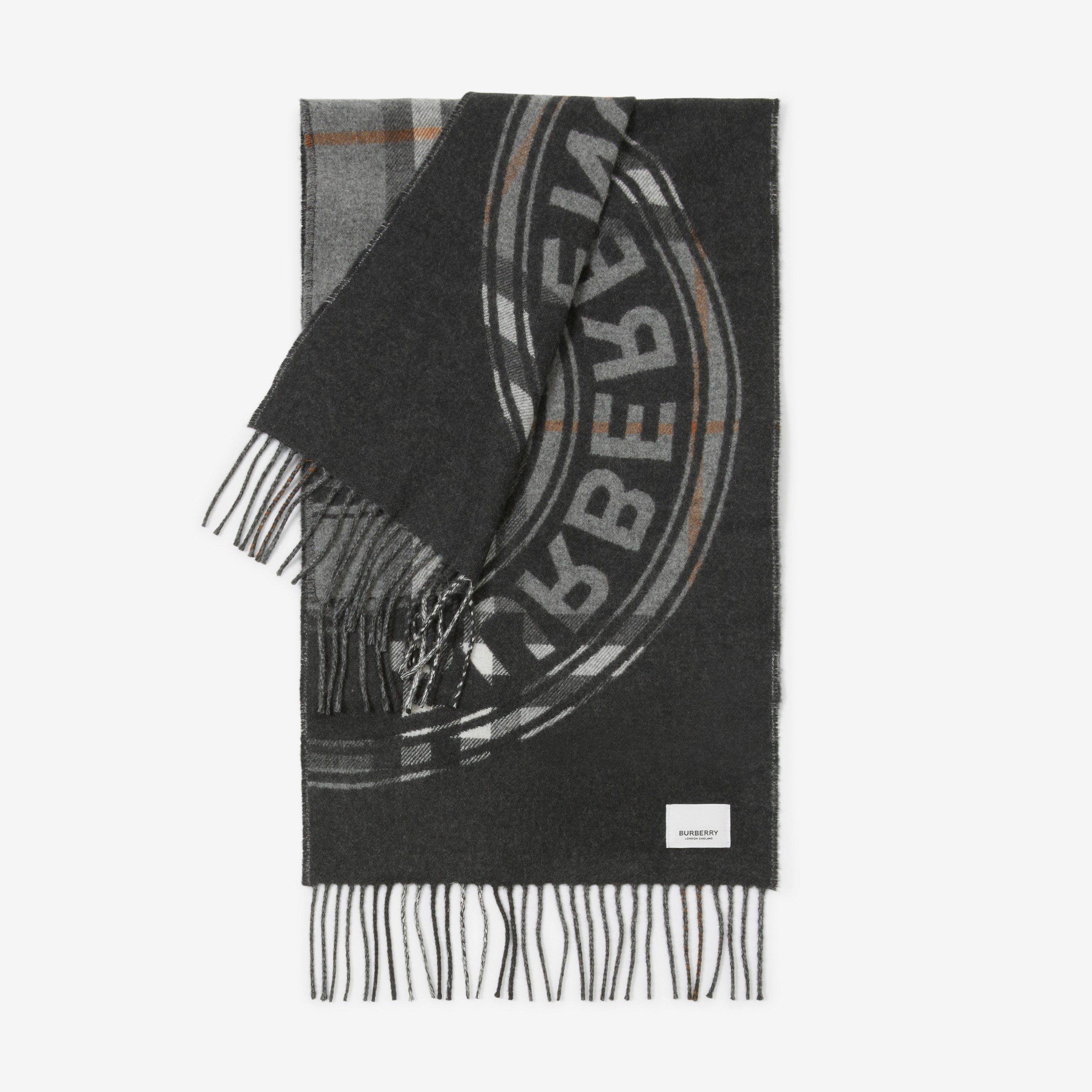 Montage Print Check Cashmere Scarf in Mid Grey | Burberry® Official - 3