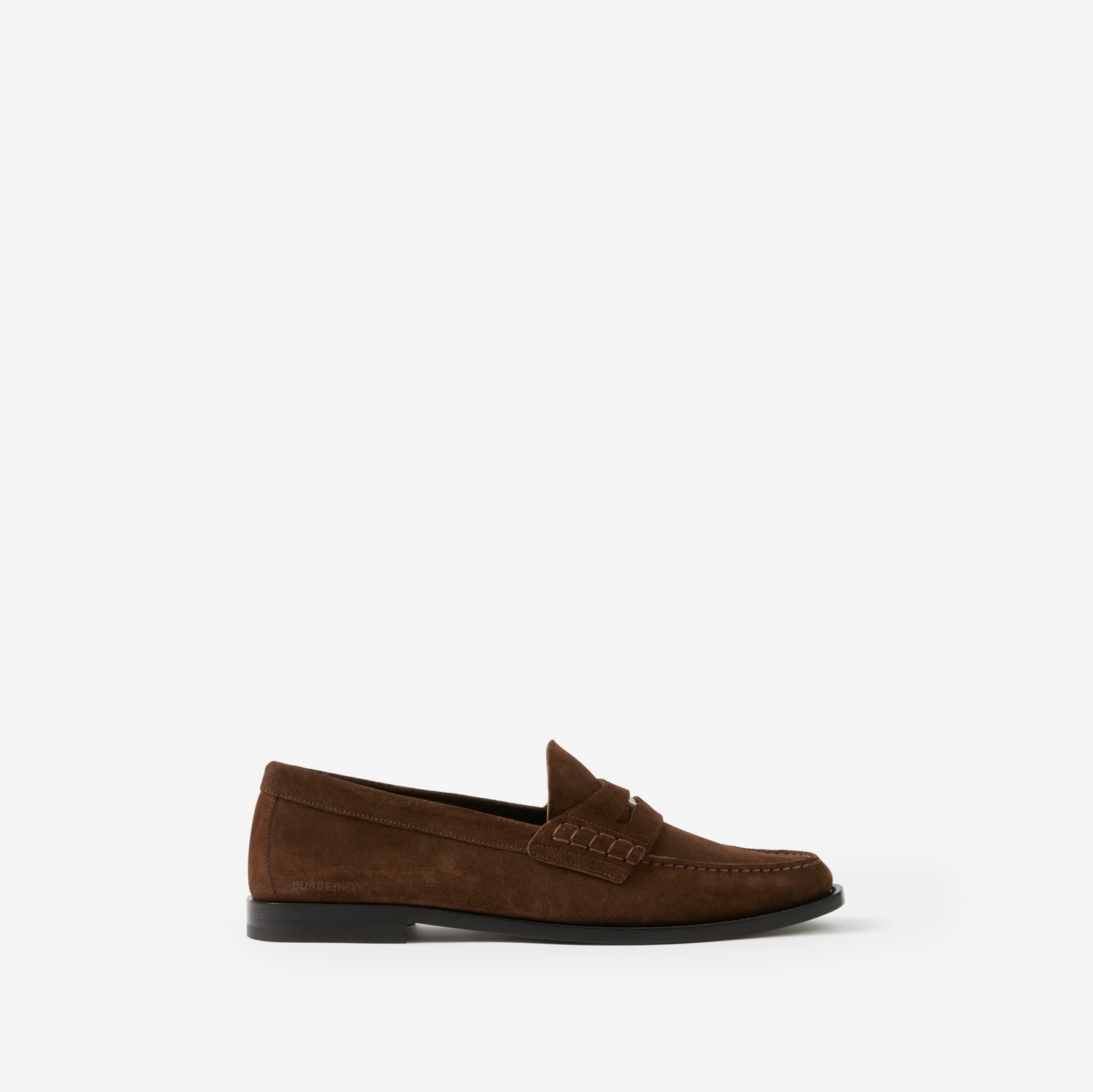 Coin Detail Suede Penny Loafers in Dark Brown - Men | Burberry® Official