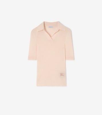 Knight Cashmere Polo Shirt in Compact pink - Women | Burberry® Official