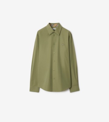 Slim Fit Cotton Shirt in Wreath green - Men | Burberry® Official
