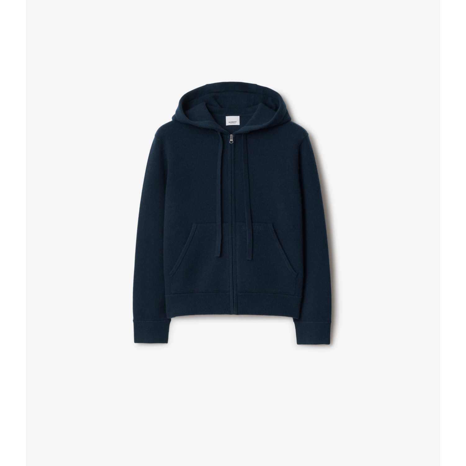 Cashmere Blend Zip Hoodie in Navy Women Burberry Official