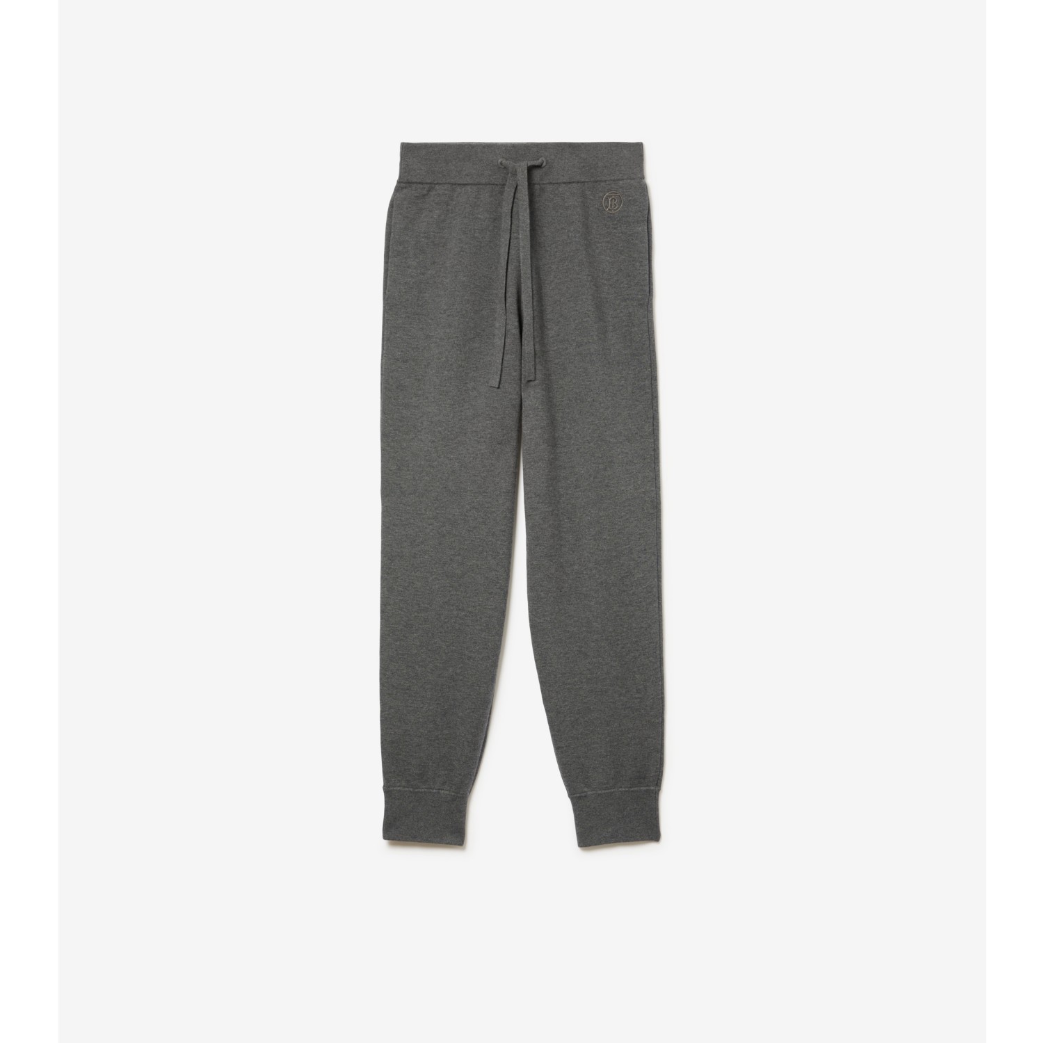 Monogram Motif Cashmere Blend Jogging Pants in Storm Grey Melange - Women