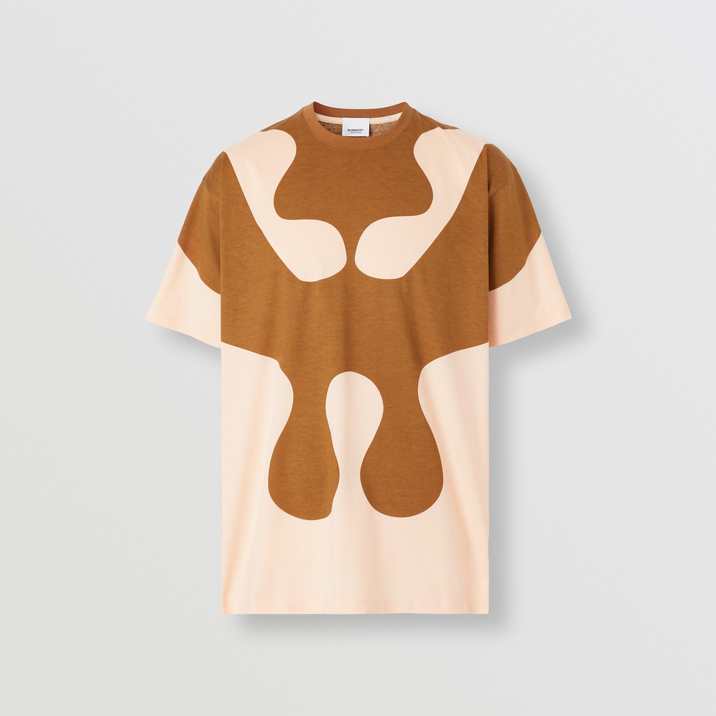 Abstract Print Cotton Oversized T-shirt in Pastel Peach - Men | Burberry® Official - 4