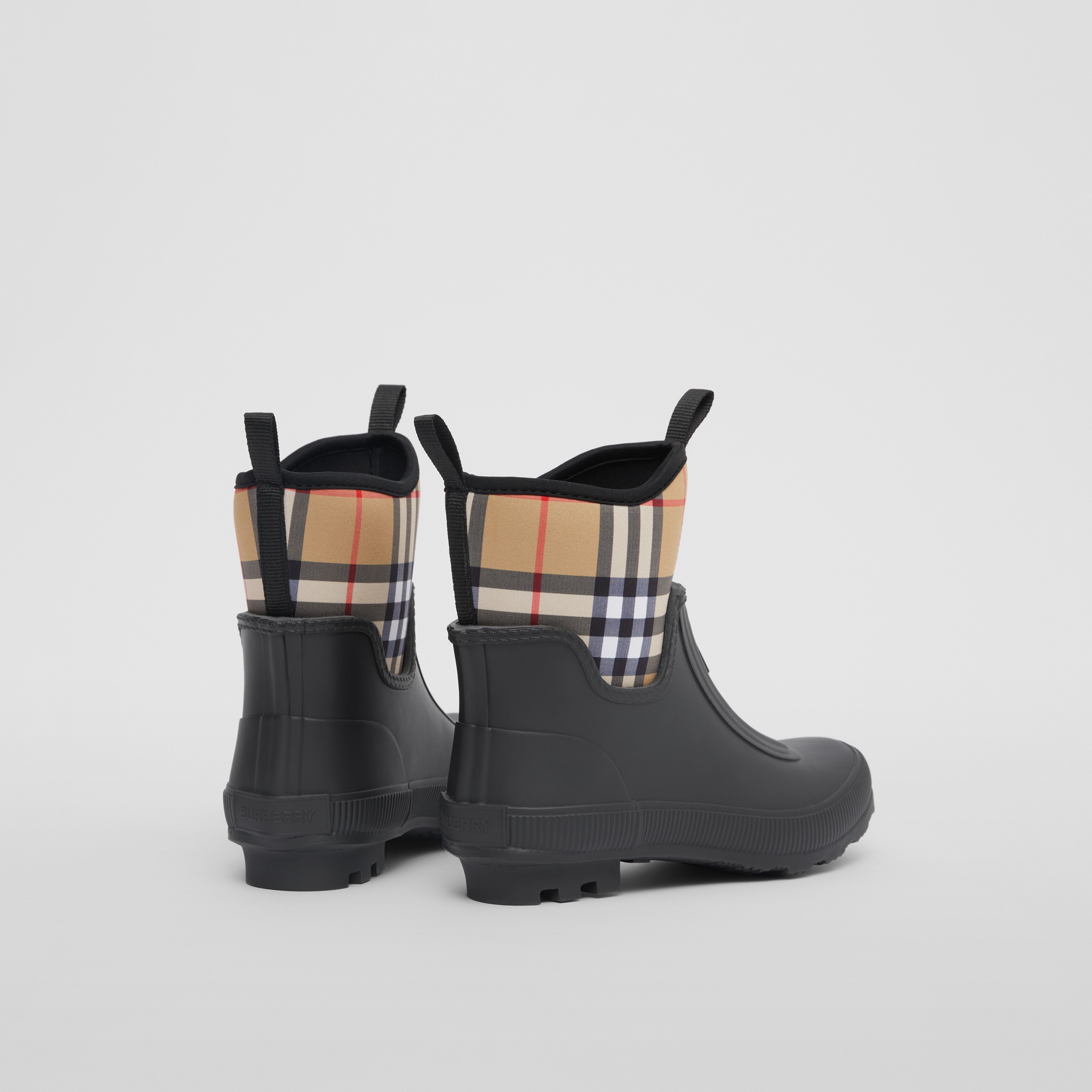 Vintage Check Neoprene and Rubber Rain Boots in Black - Children | Burberry® Official - 3