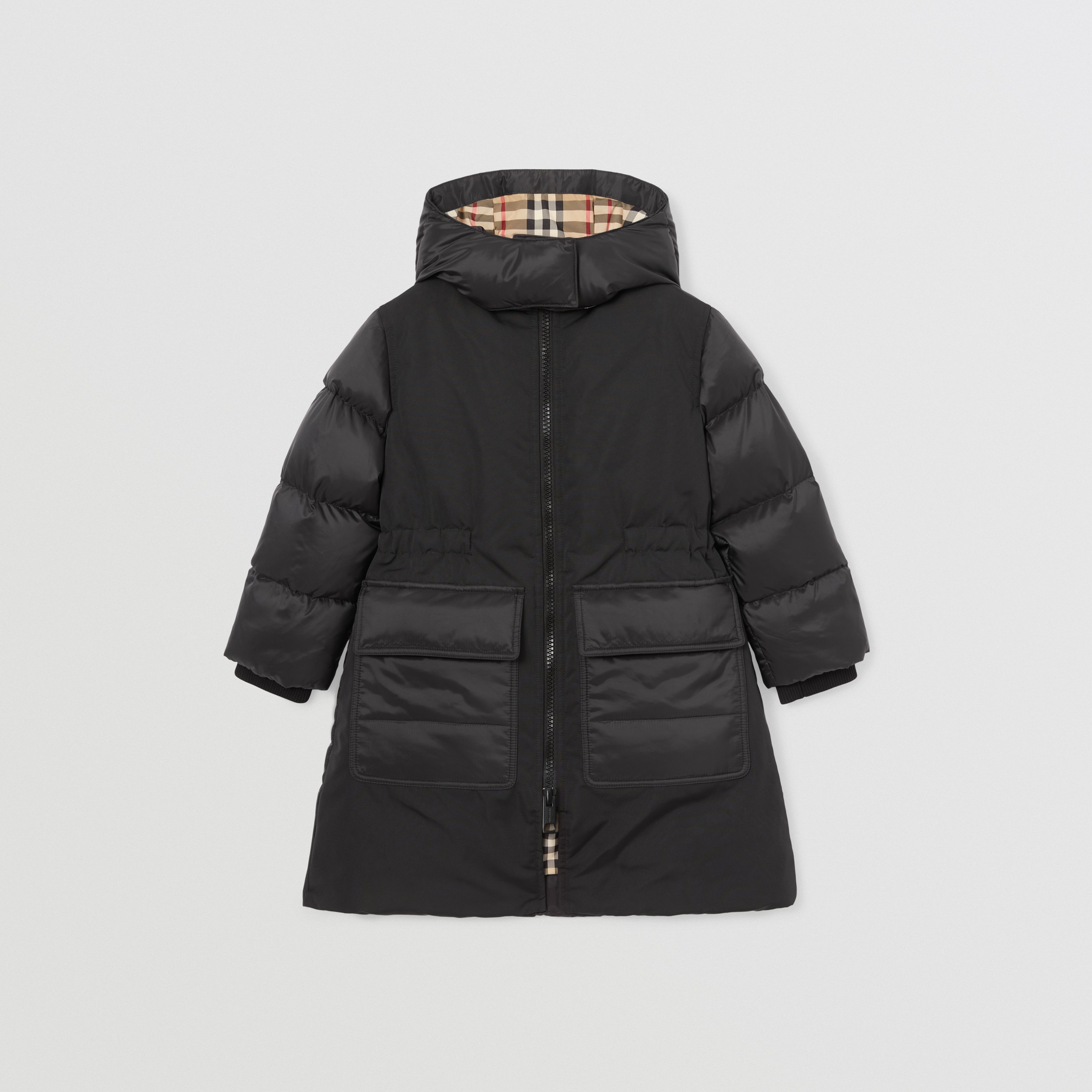 Horseferry Print Down-filled Puffer Coat in Black | Burberry® Official - 1