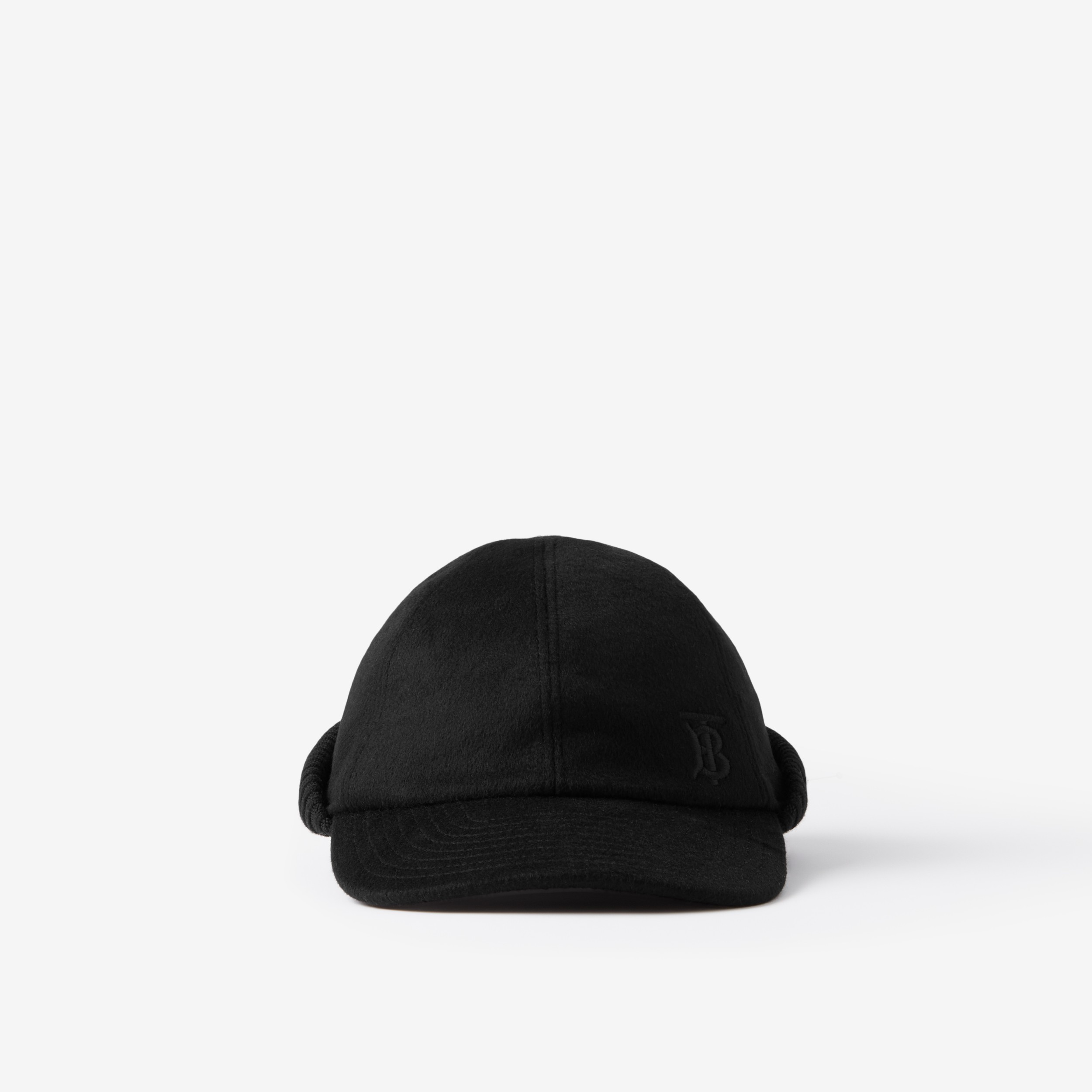 Monogram Motif Reconstructed Cashmere Baseball Cap in Black | Burberry® Official - 1
