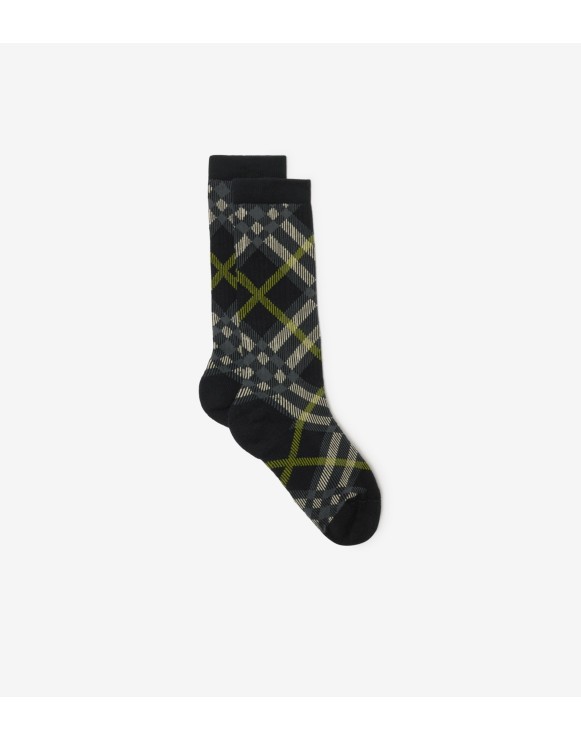 Check Cotton Blend Socks