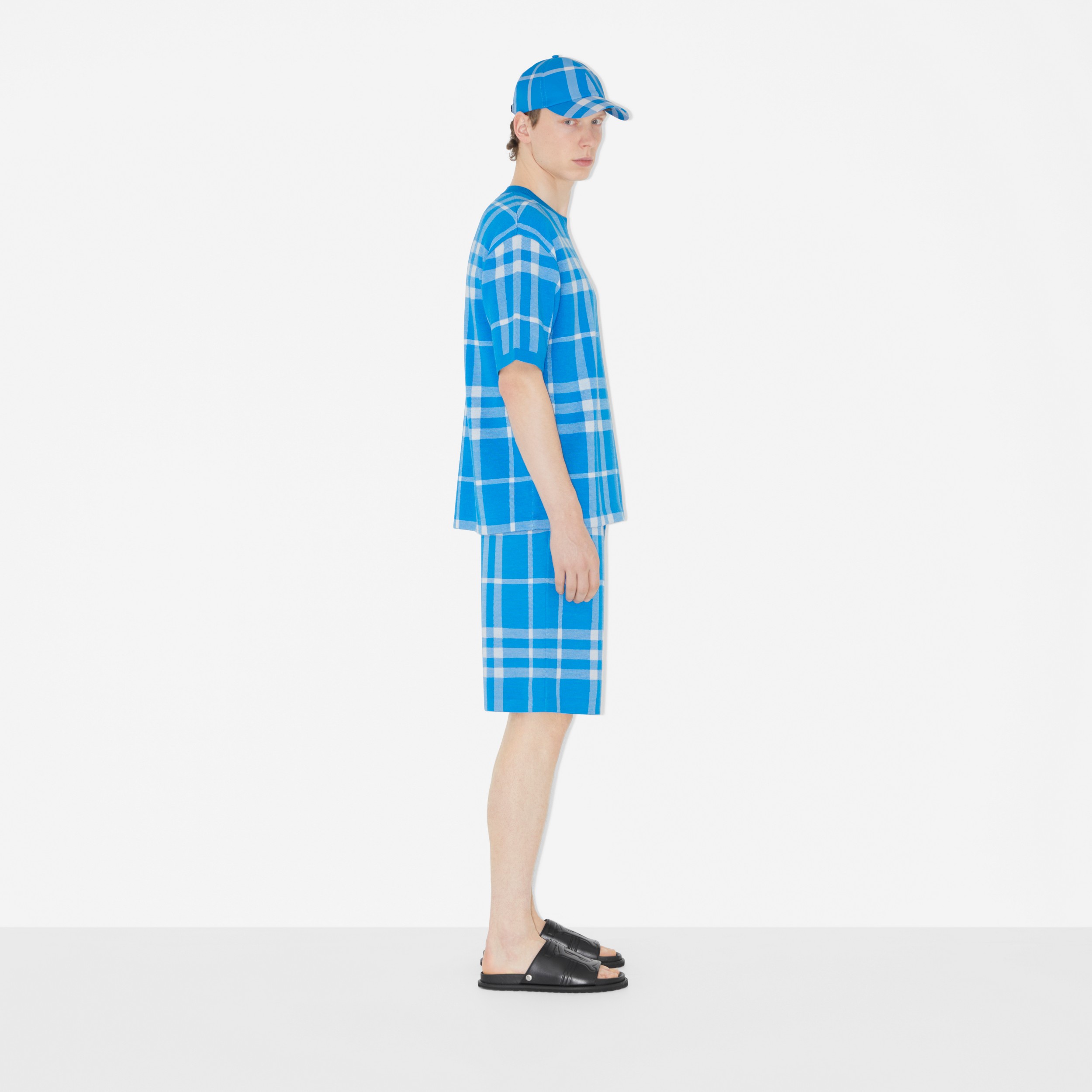 Pantalones cortos en lana y seda a cuadros (Azul Vivo) - Hombre | Burberry® oficial - 3