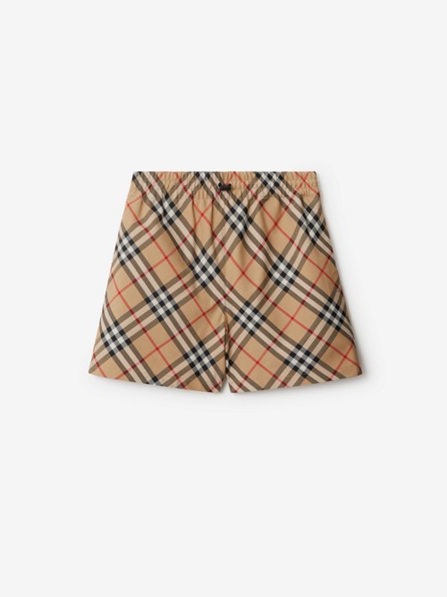 Burberry Check Shorts In Neutral