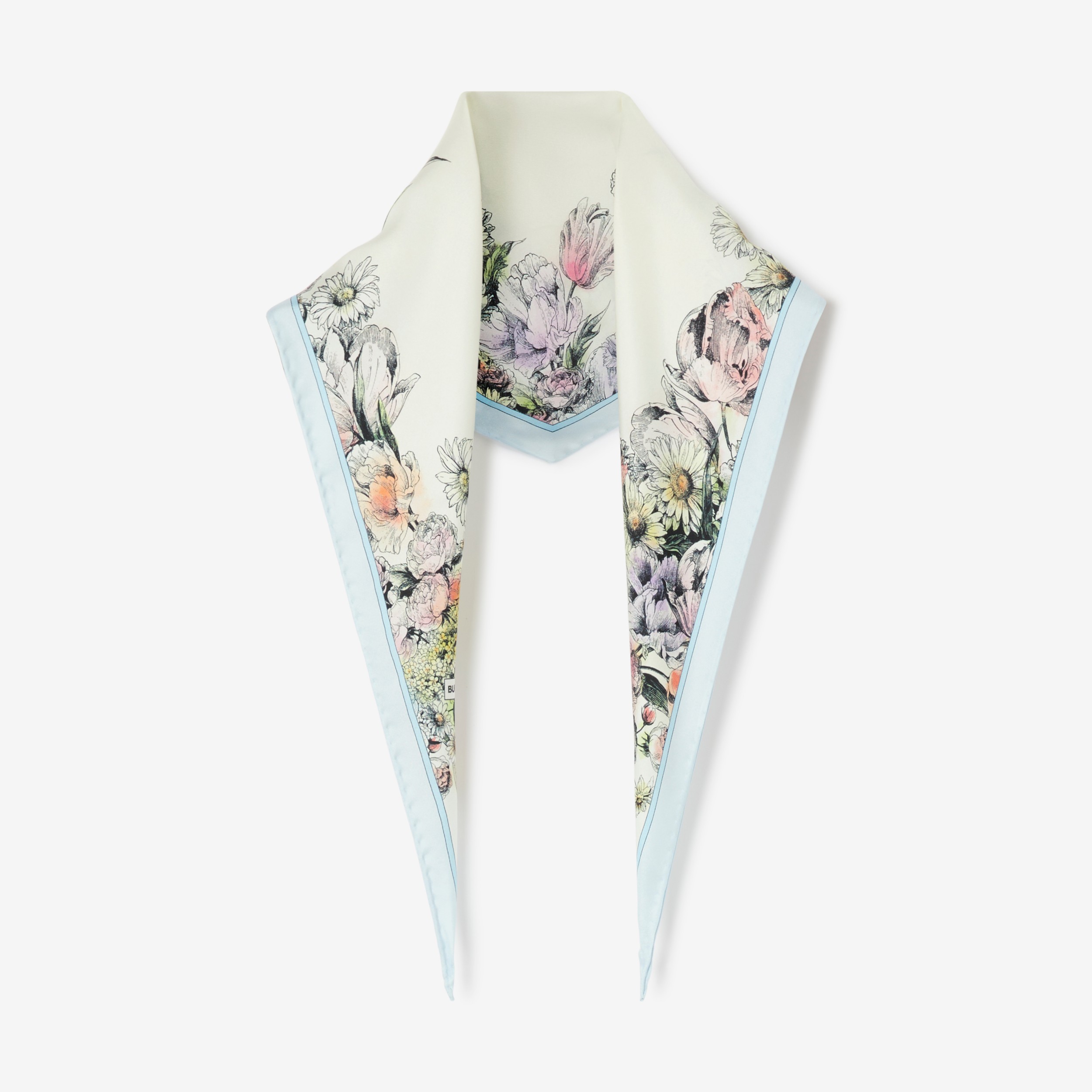 Pañuelo de rombo en seda estampado floral (Azul Pálido) | Burberry® oficial