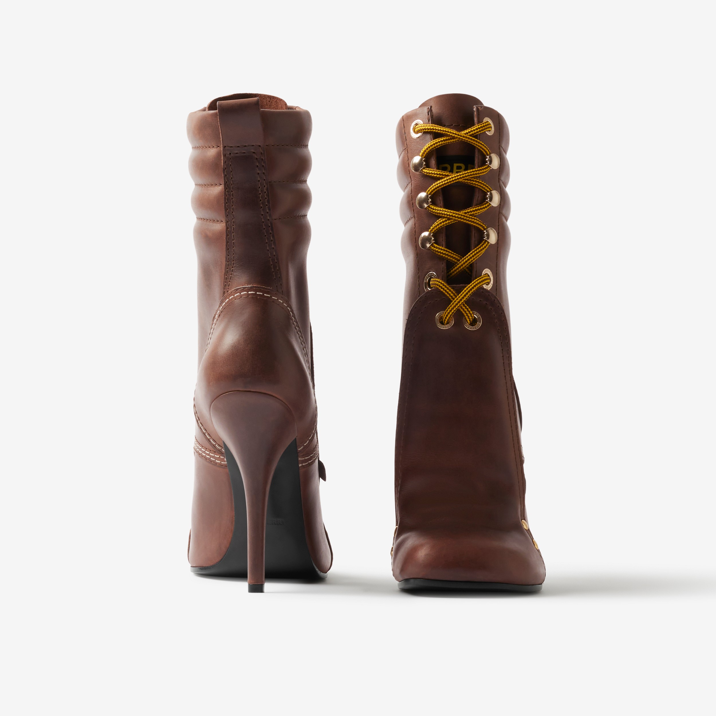 Botas de couro com detalhe de aba protetora (Ferrugem Escuro) - Mulheres | Burberry® oficial - 4