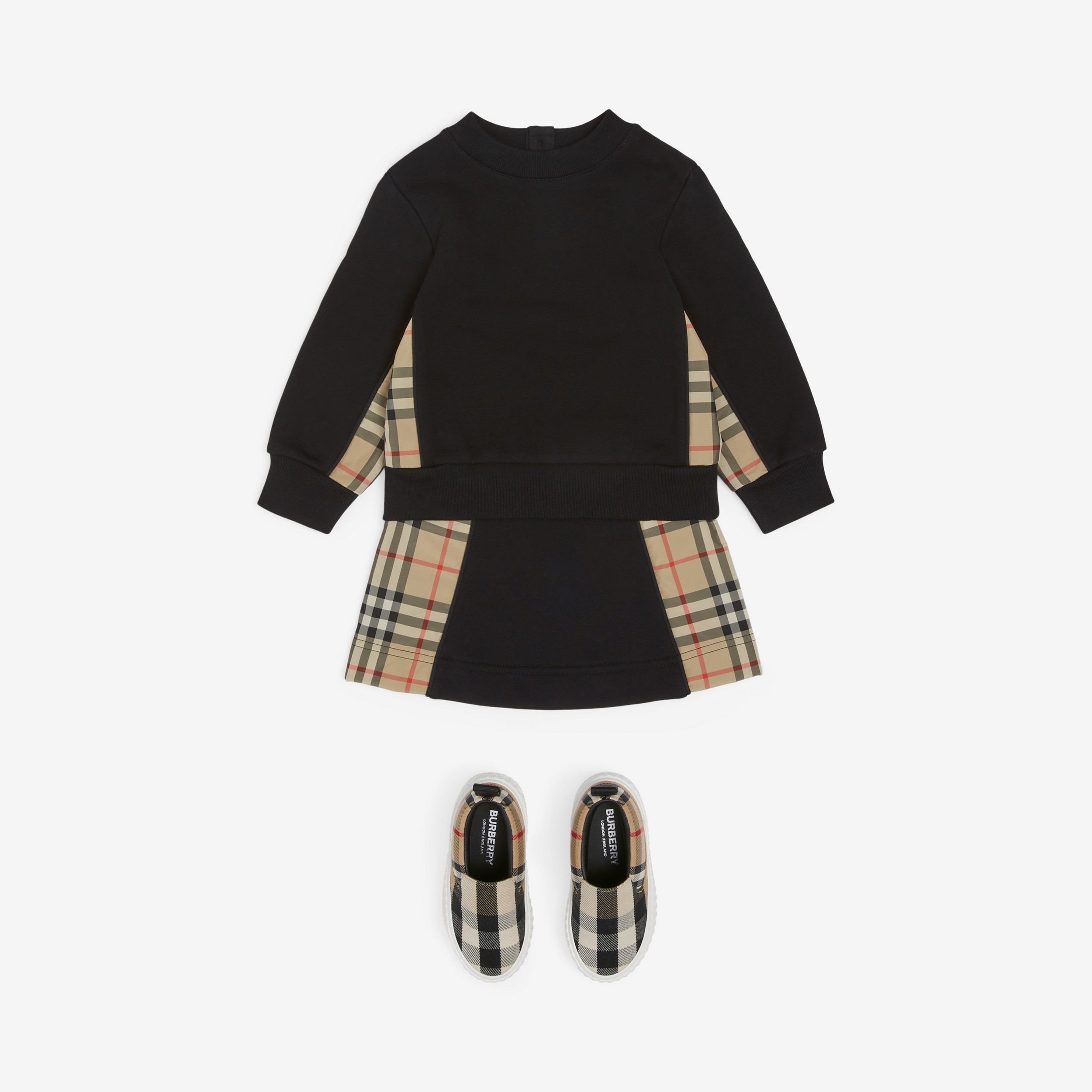 Vintage Check Panel Cotton Skirt in Black - Children | Burberry® Official - 3