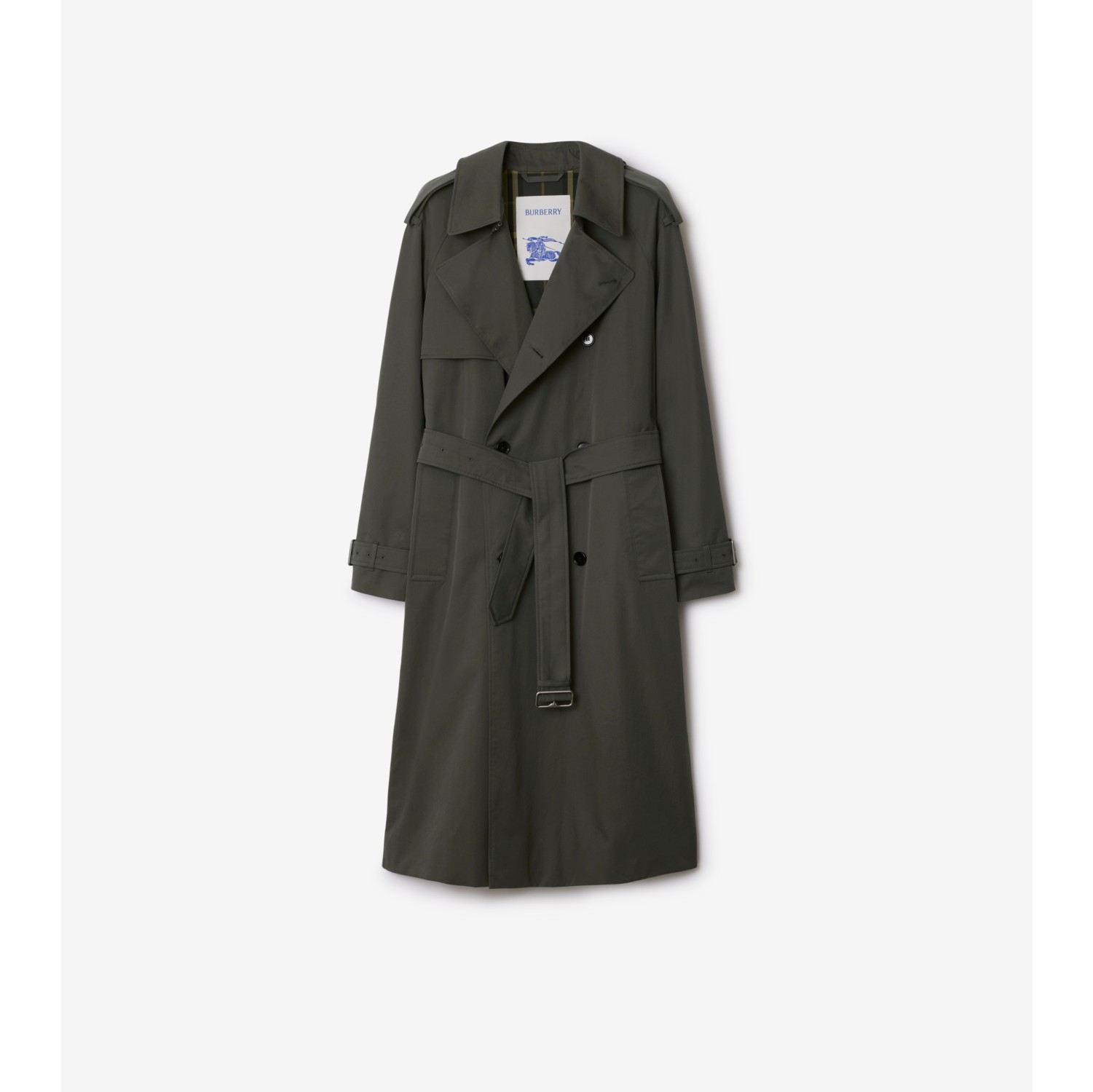 Long Gabardine Trench Coat in Graphite Men Cotton Burberry Official