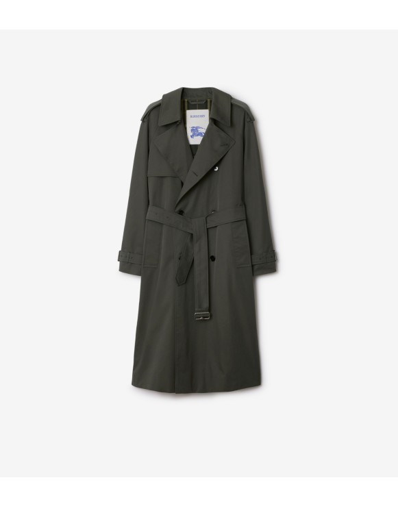 Trench coat largo en gabardina