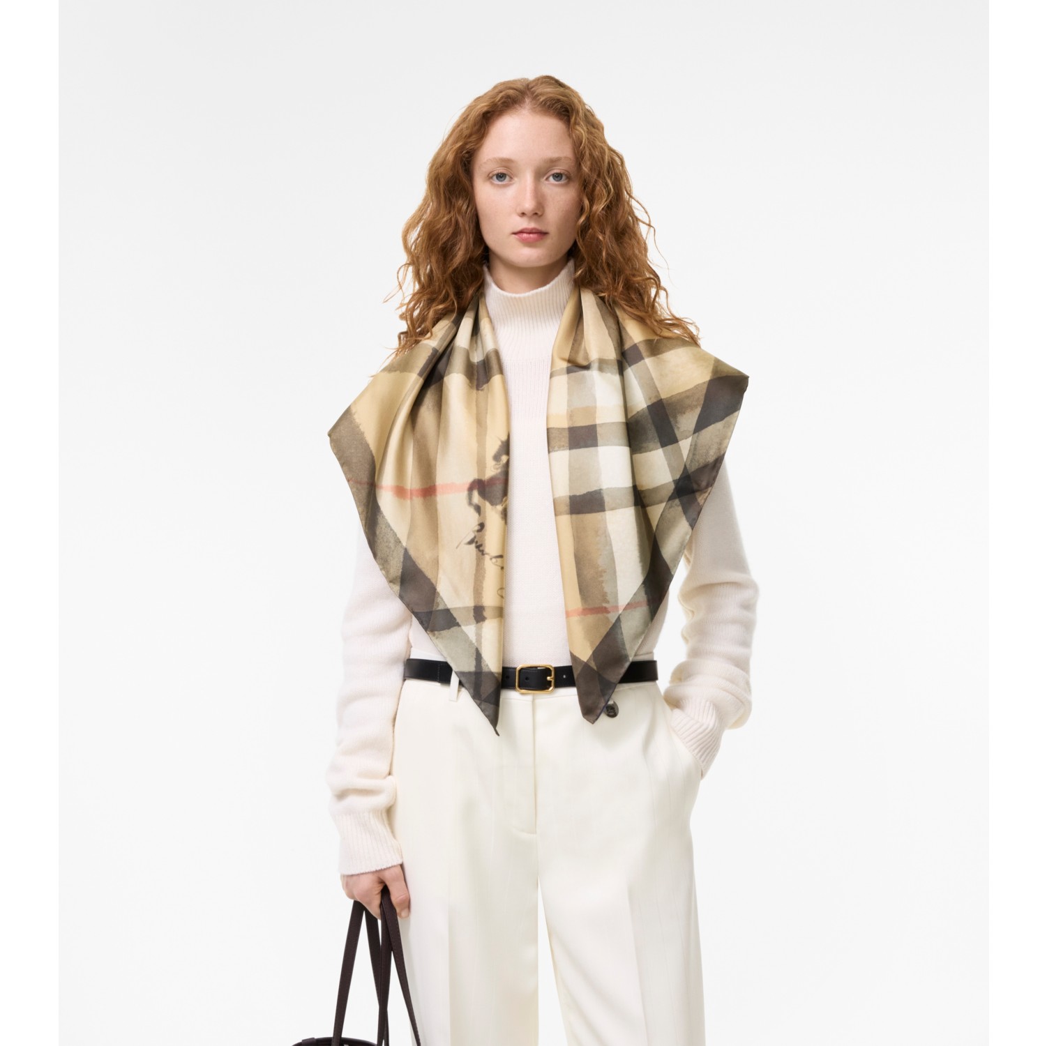 Watercolour Check Silk Scarf