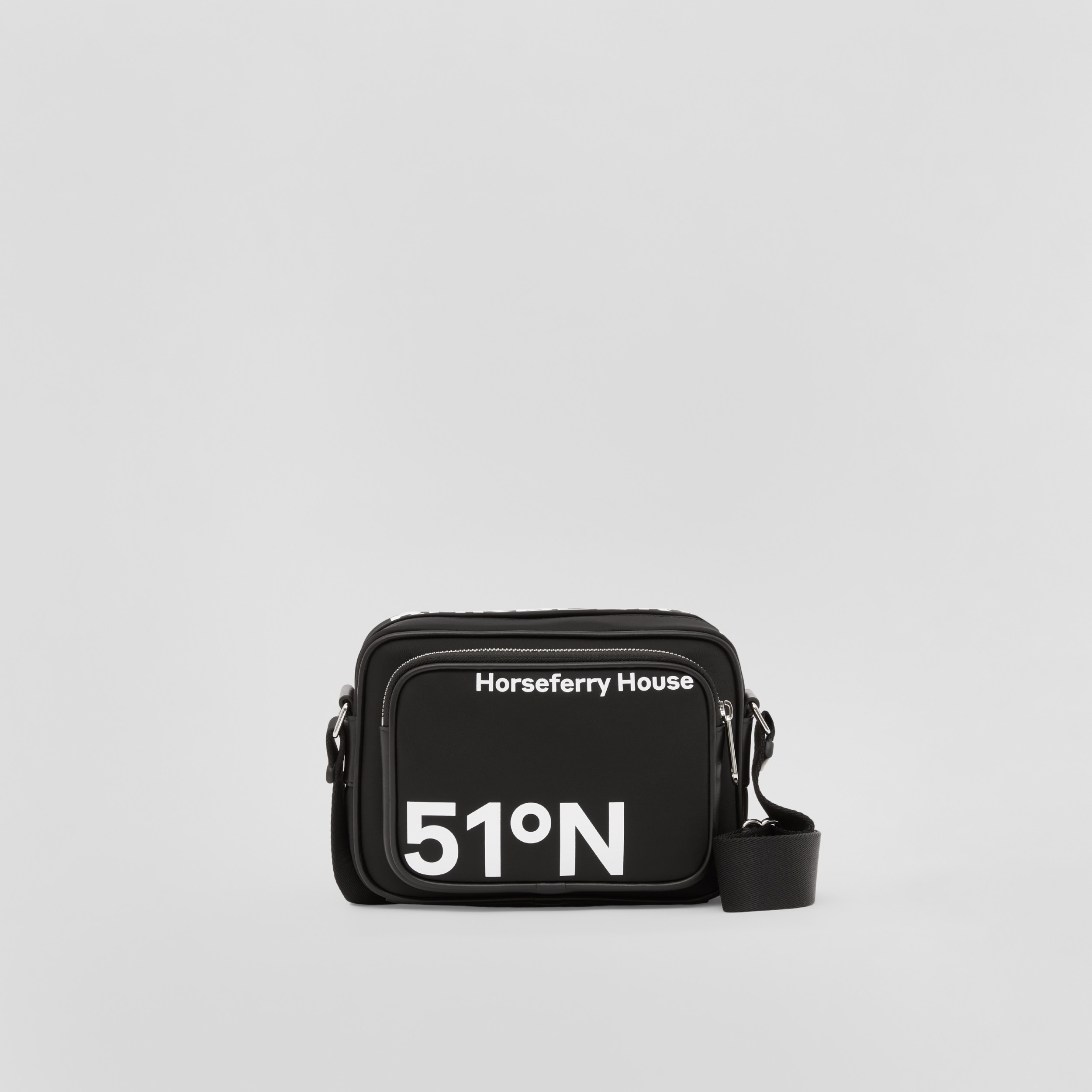 Coordinates Print Nylon Crossbody Bag in Black/white Men Burberry