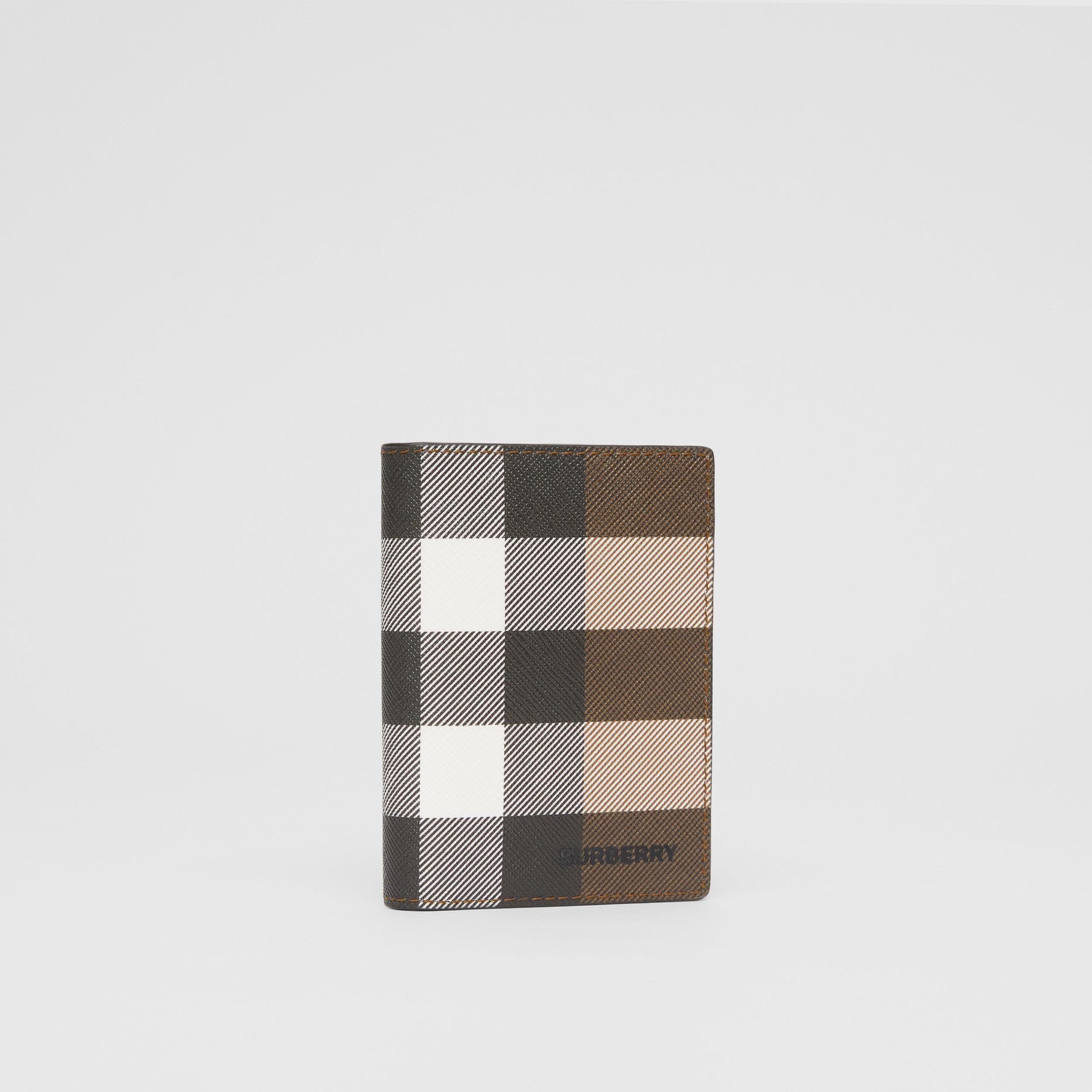 Check and Leather Folding Card Case in Dark Birch Brown - Men | Burberry® Official - 4