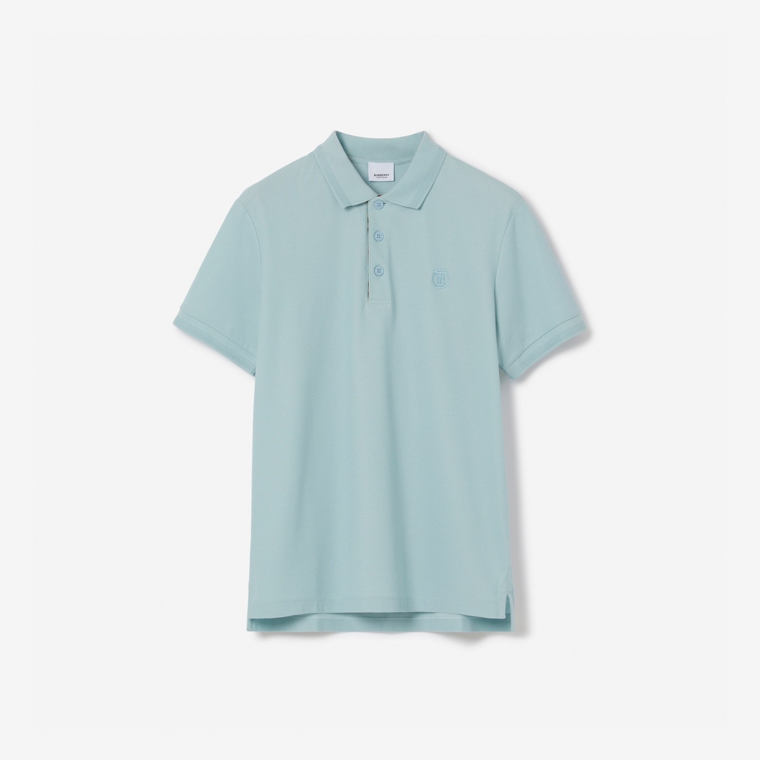 Camisa polo de algodão piquê com estampa de monograma (Azul Ovo  Pato) - Homens | Burberry® oficial