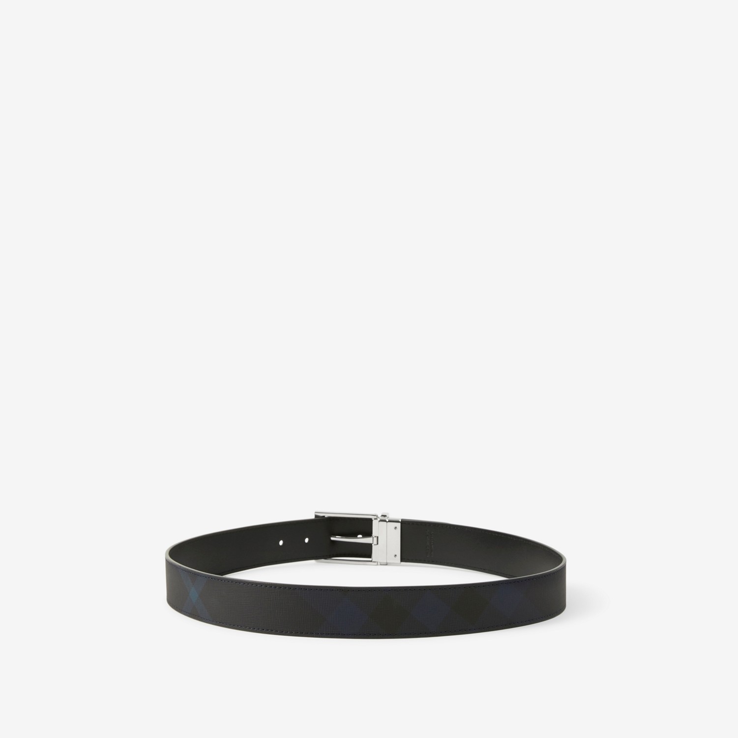 Check and Leather Reversible Belt in Navy - Men | Burberry® Official