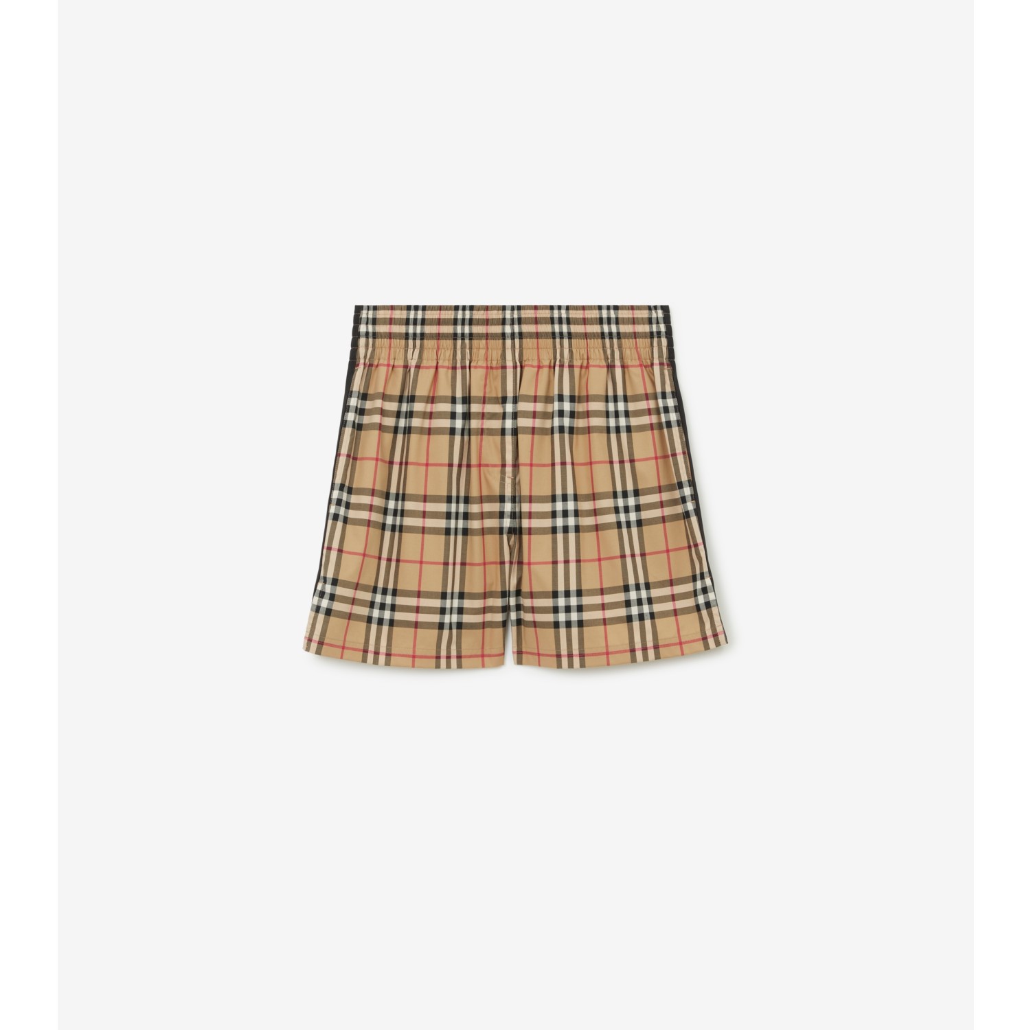 Check Stretch Cotton Shorts in Archive beige Women Burberry Official