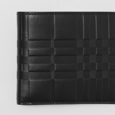 Embossed Check Leather International Bifold Wallet in Black - Men |  Burberry® Official