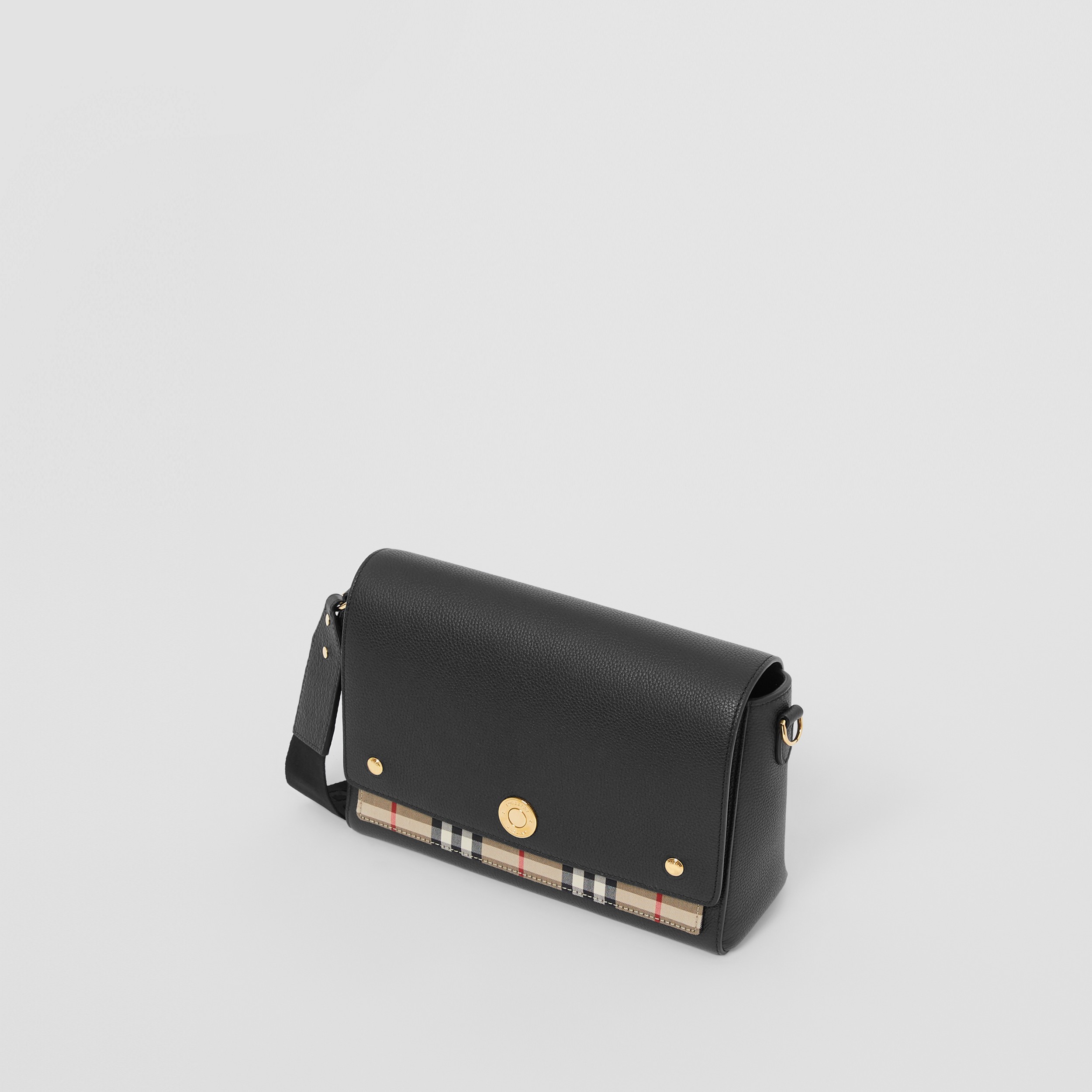 Vintage Check and Leather Note Bag in Black - Women | Burberry® Official - 4