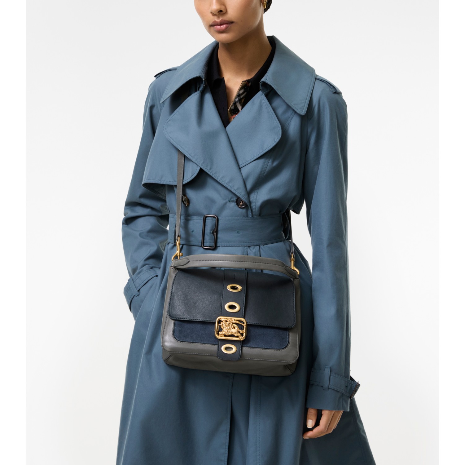 Small Rider Bag in Asphalt grey/bermuda blue/indigo - Women, Leather | Burberry® Official