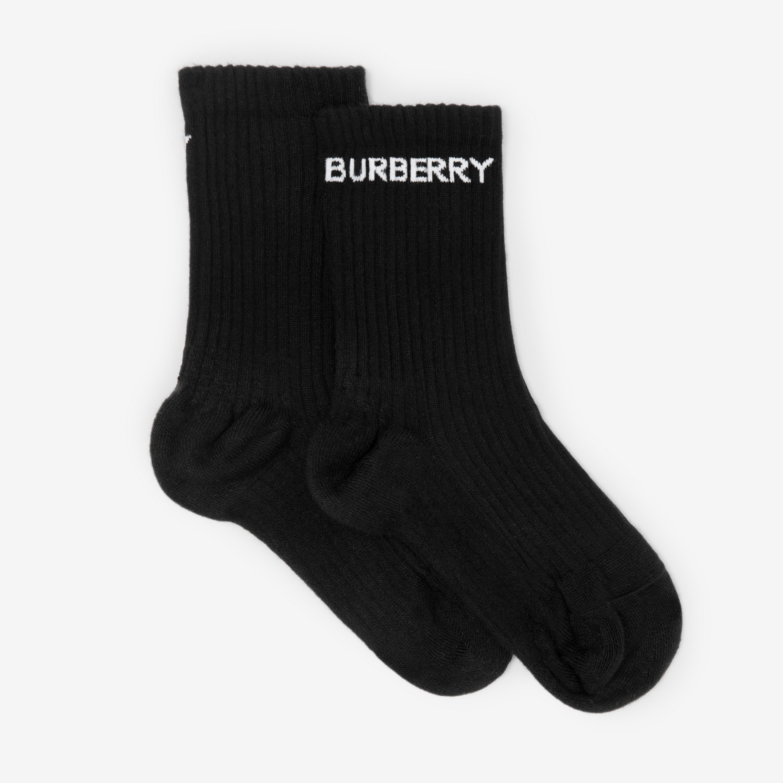 Socken aus technischer Stretchbaumwolle mit Intarsien-Logo (Schwarz) | Burberry® - 2