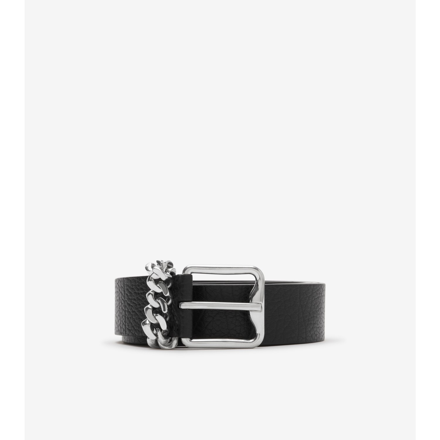 Leather B Buckle Chain Belt in Black/palladium - Men | Burberry® Official