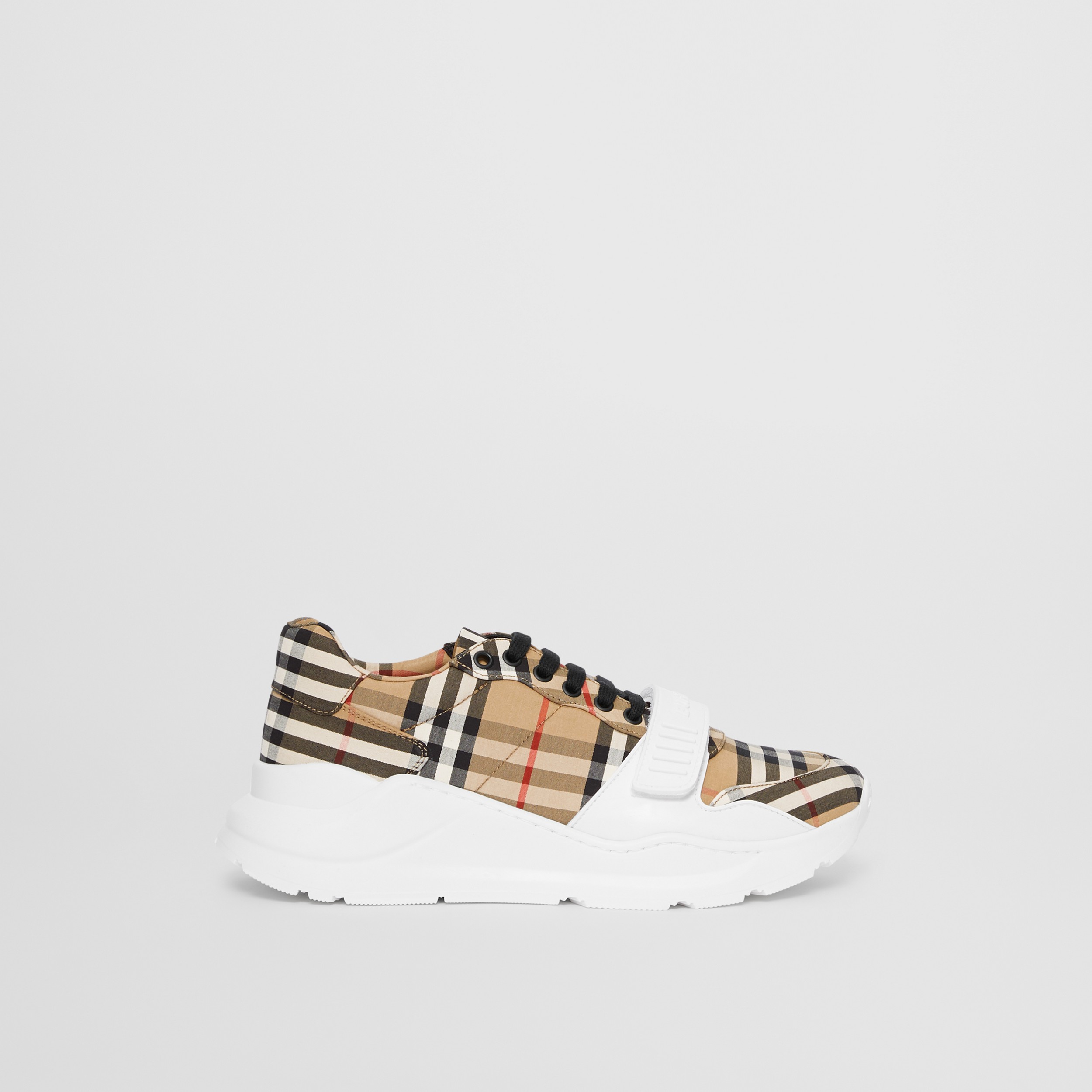 Vintage Check Cotton Sneakers in Archive Beige | Burberry® Official - 1