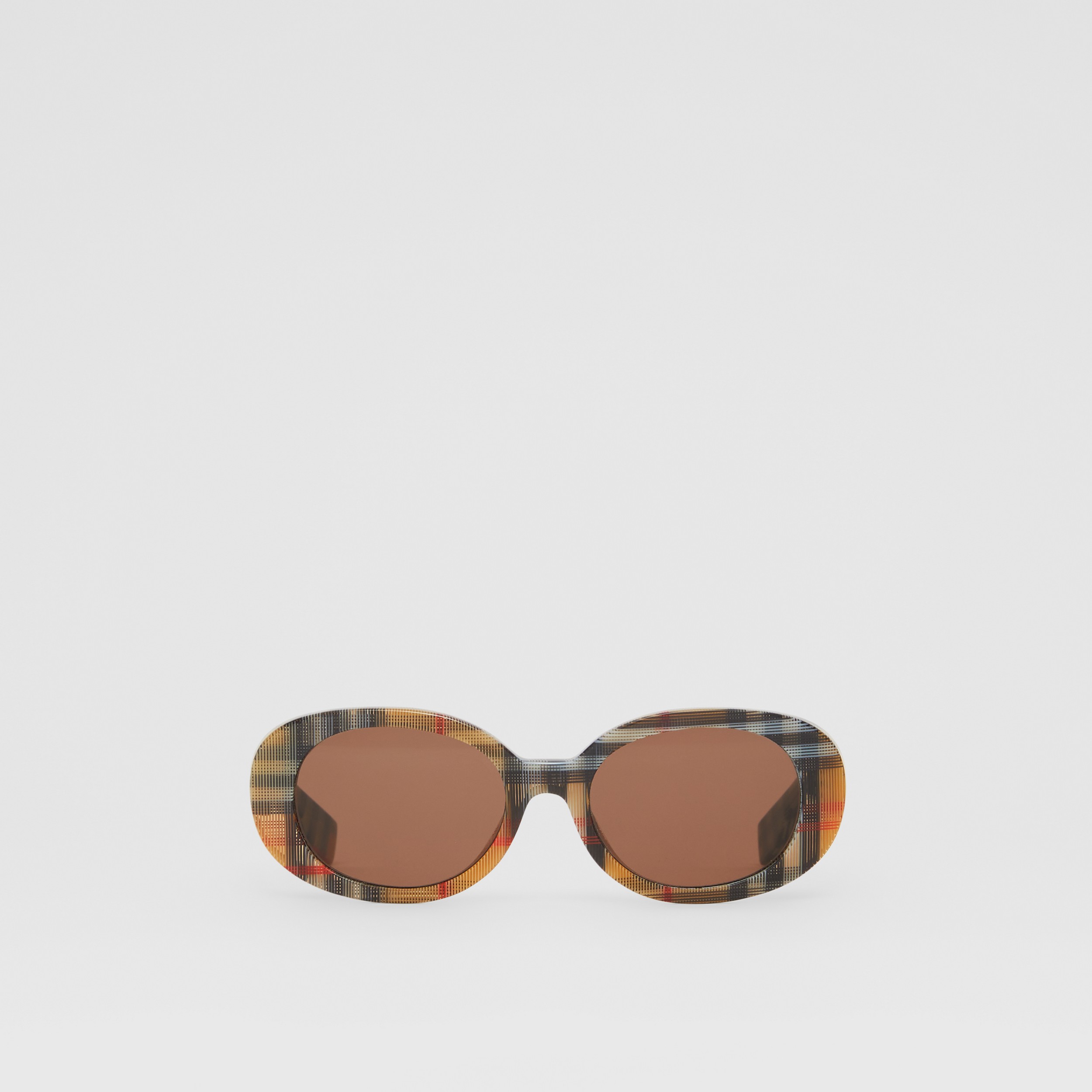 Vintage Check Oval Frame Sunglasses in Antique Yellow - Children | Burberry® Official - 1