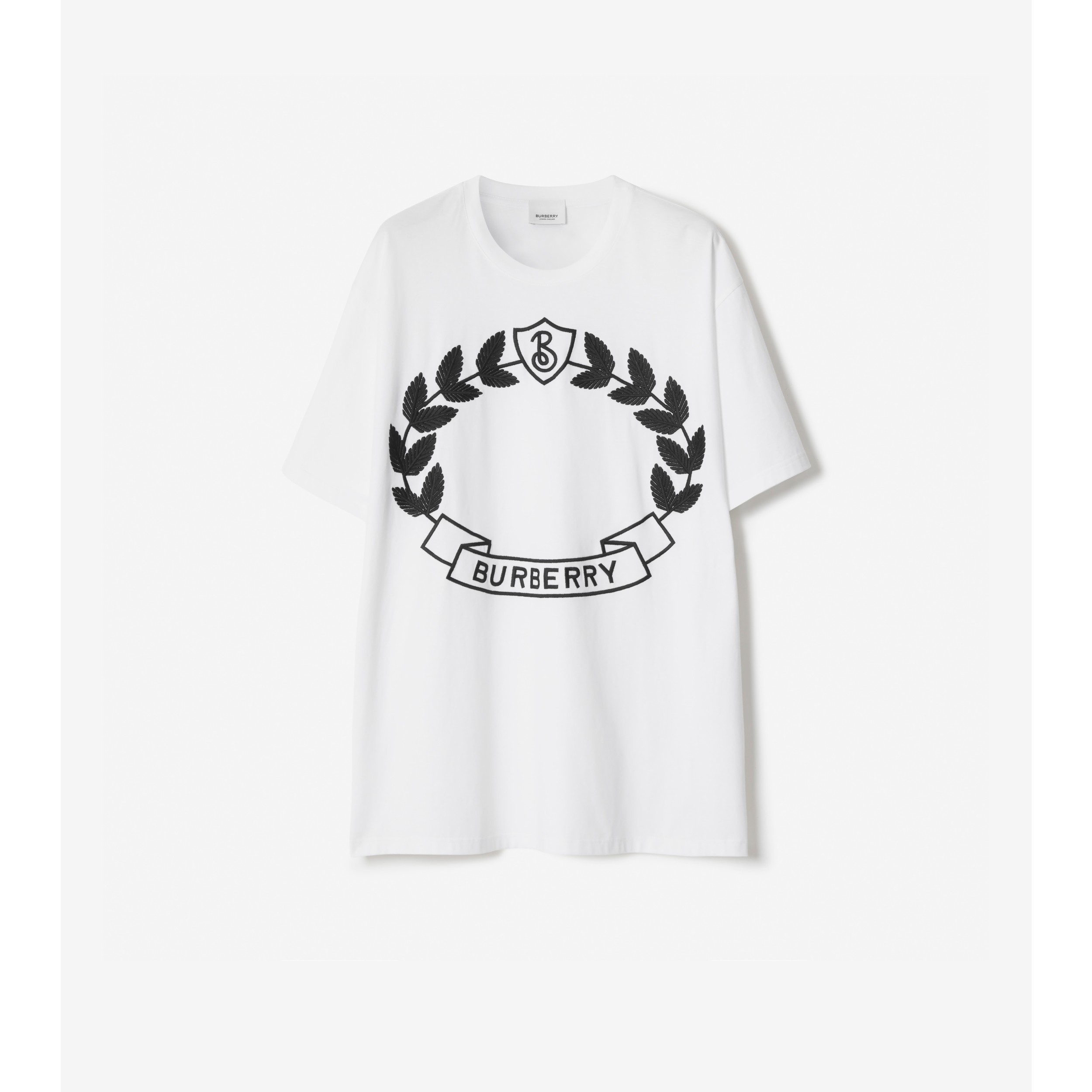 Oak Leaf Crest Cotton Oversized T-shirt in White - Women | Burberry®  Official