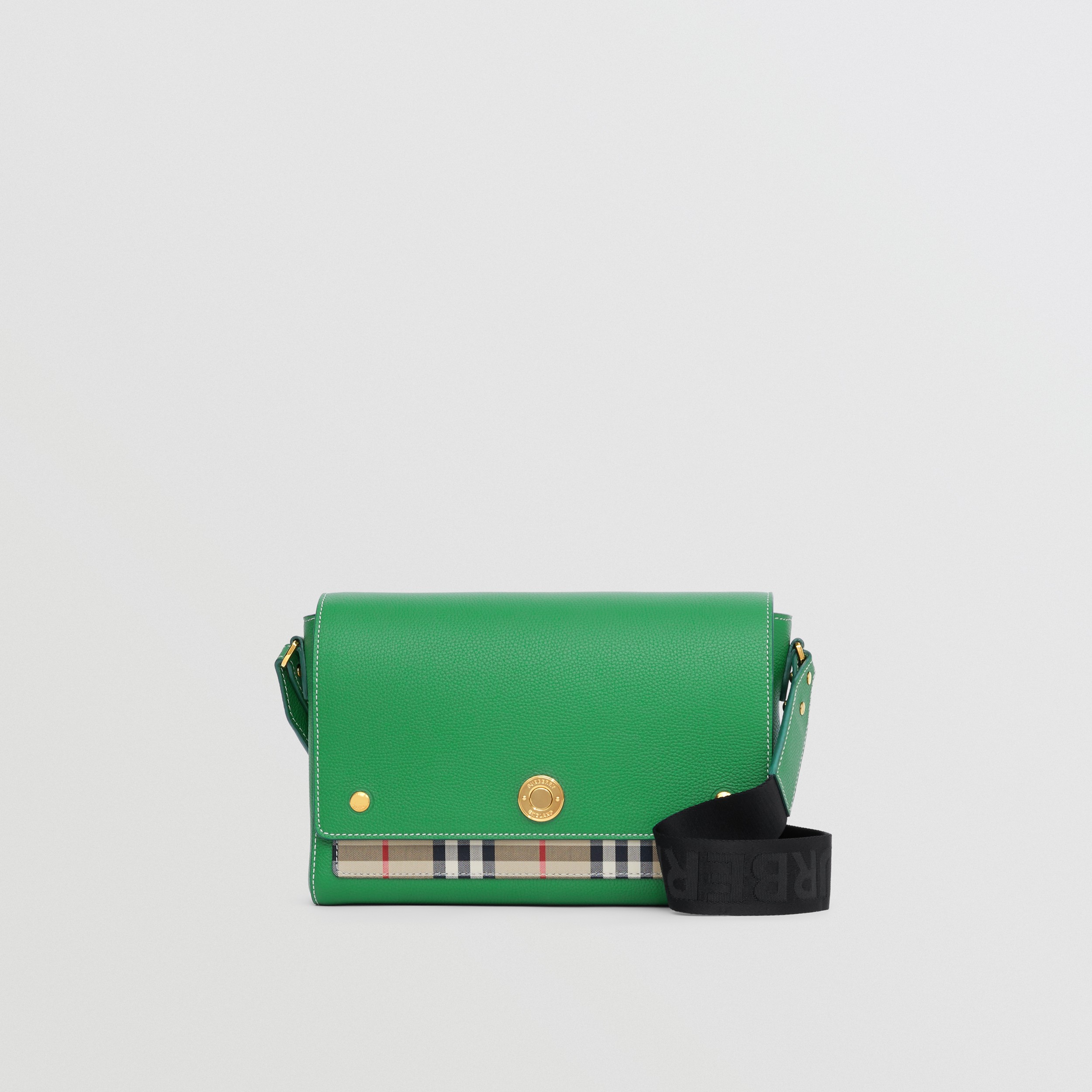 Leather and Vintage Check Note Crossbody Bag in Ivy Green - Women | Burberry® Official - 1