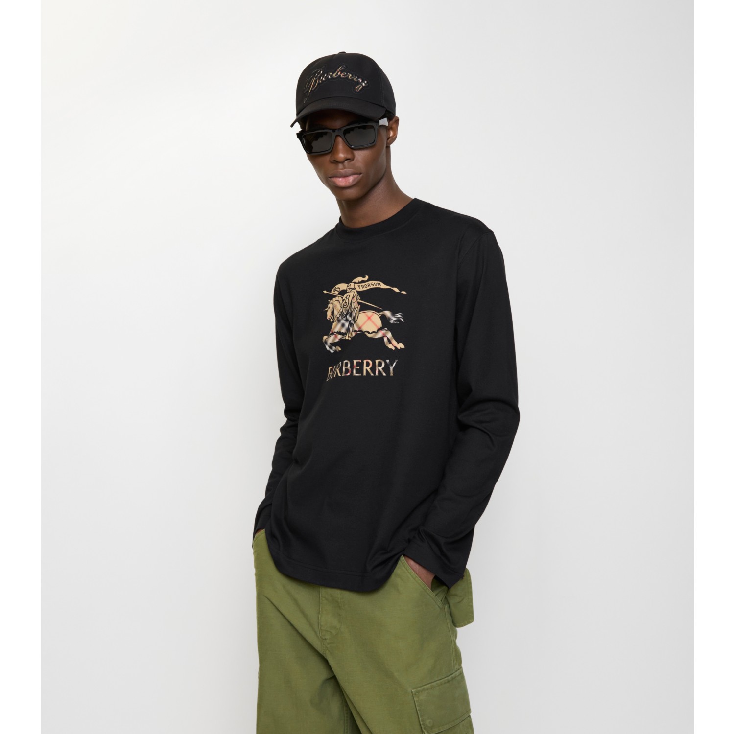 Long-sleeve Knight Ombré Cotton T-shirt