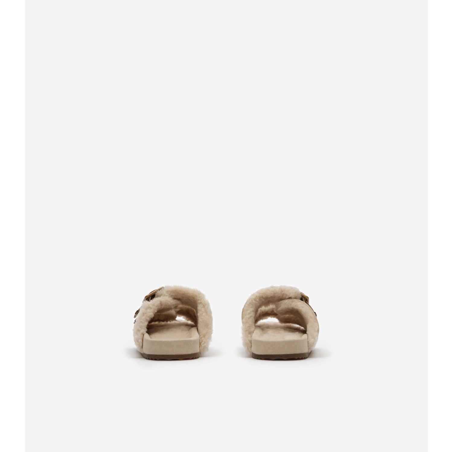Check Shearling Urchin Sandals in Blonde beige - Women | Burberry