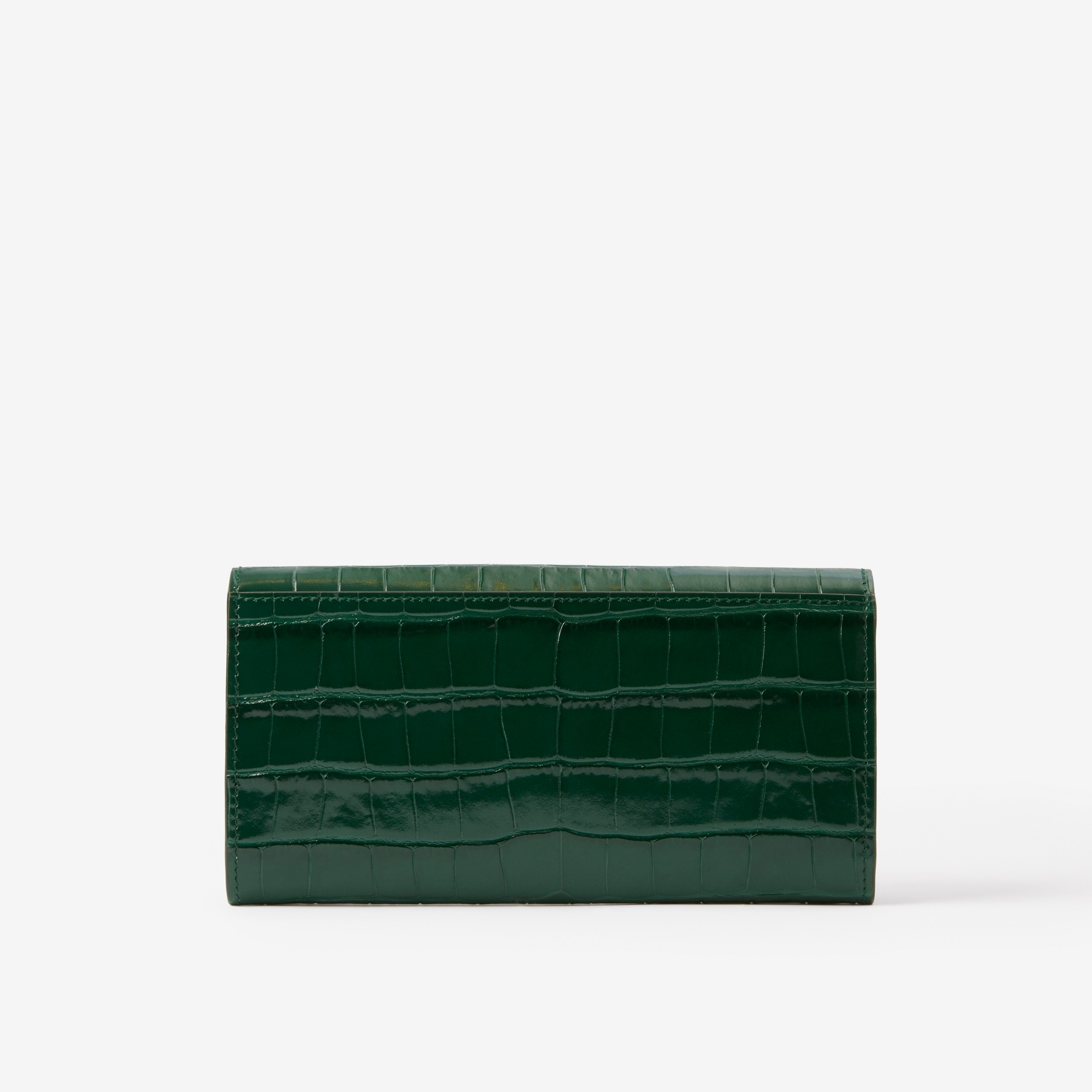 Embossed Leather TB Continental Wallet in Dark Viridian Green - Women | Burberry® Official - 3
