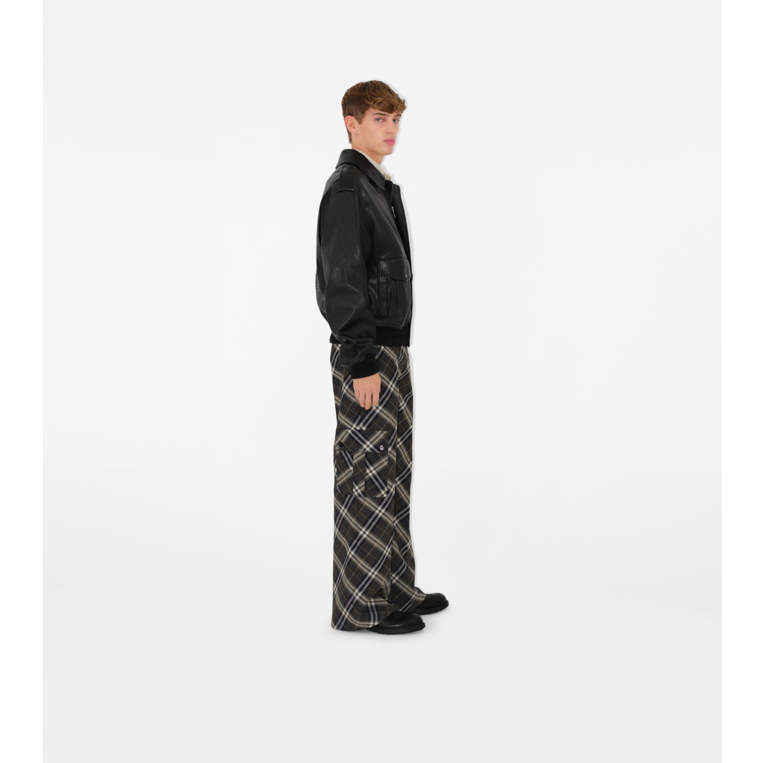 Check Wool Tailored Trousers