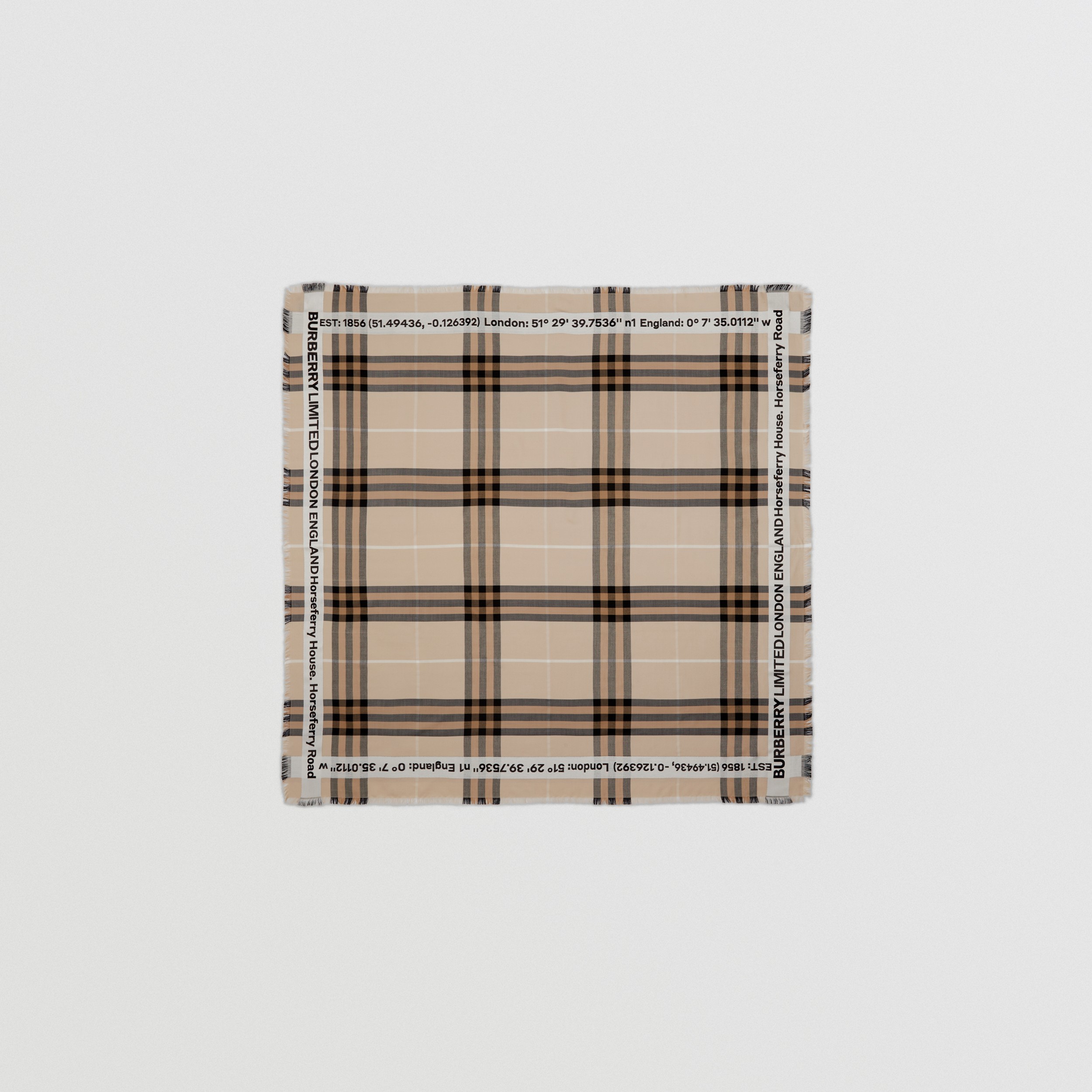 ondernemer Twisted bungeejumpen Coordinates Print Check Silk Wool Scarf in Biscuit | Burberry® Official