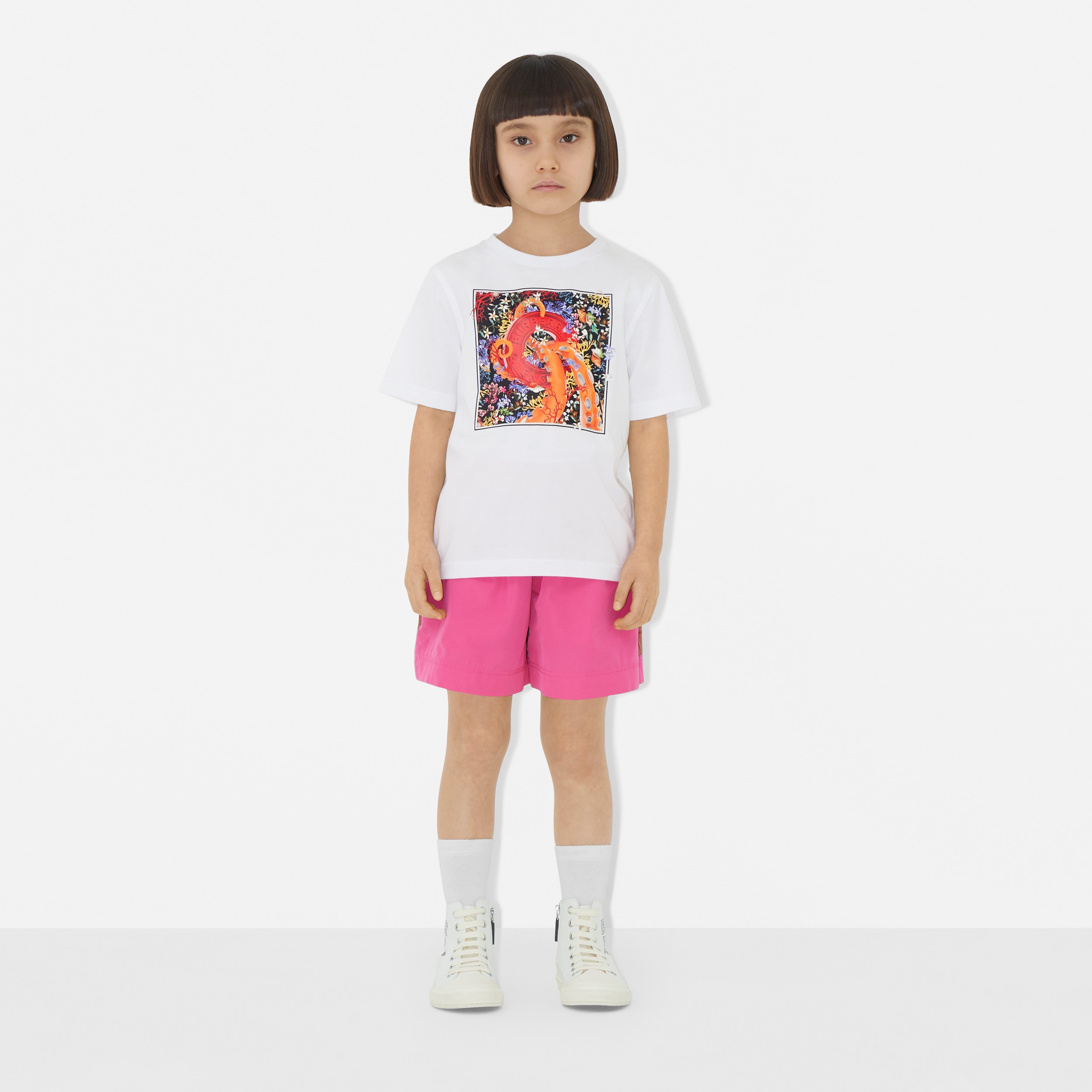 珊瑚徽标图案棉质 T 恤衫 (白色) | Burberry® 博柏利官网 - 3