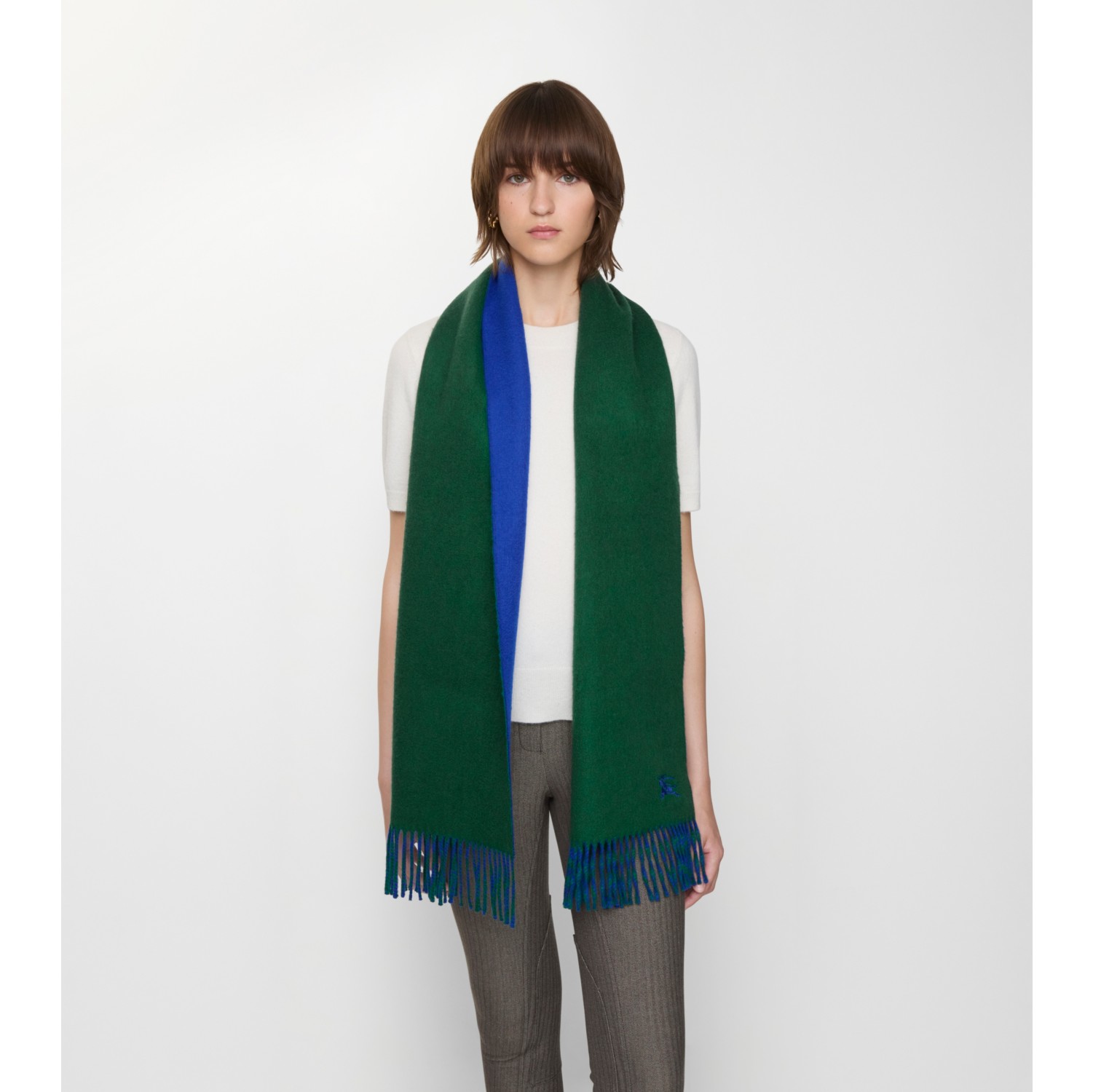 Reversible Cashmere Scarf in Dark fern green/knight | Burberry® Official