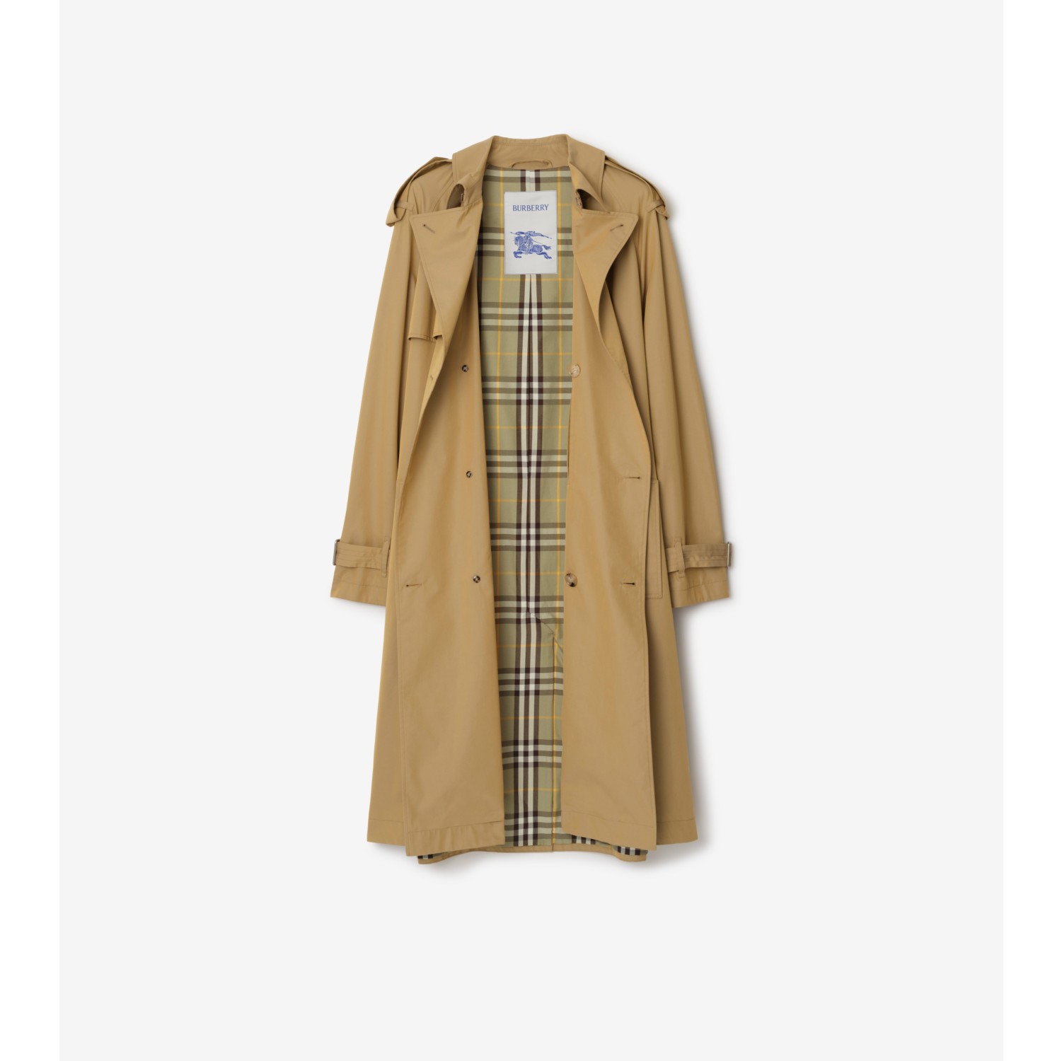 Long Gabardine Trench Coat in Spelt - Men, Cotton | Burberry® Official