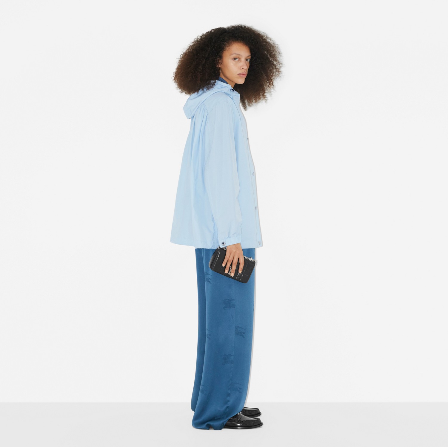 Veste à capuche en coton mélangé avec logo (Bleu Pâle) - Femme | Site officiel Burberry®