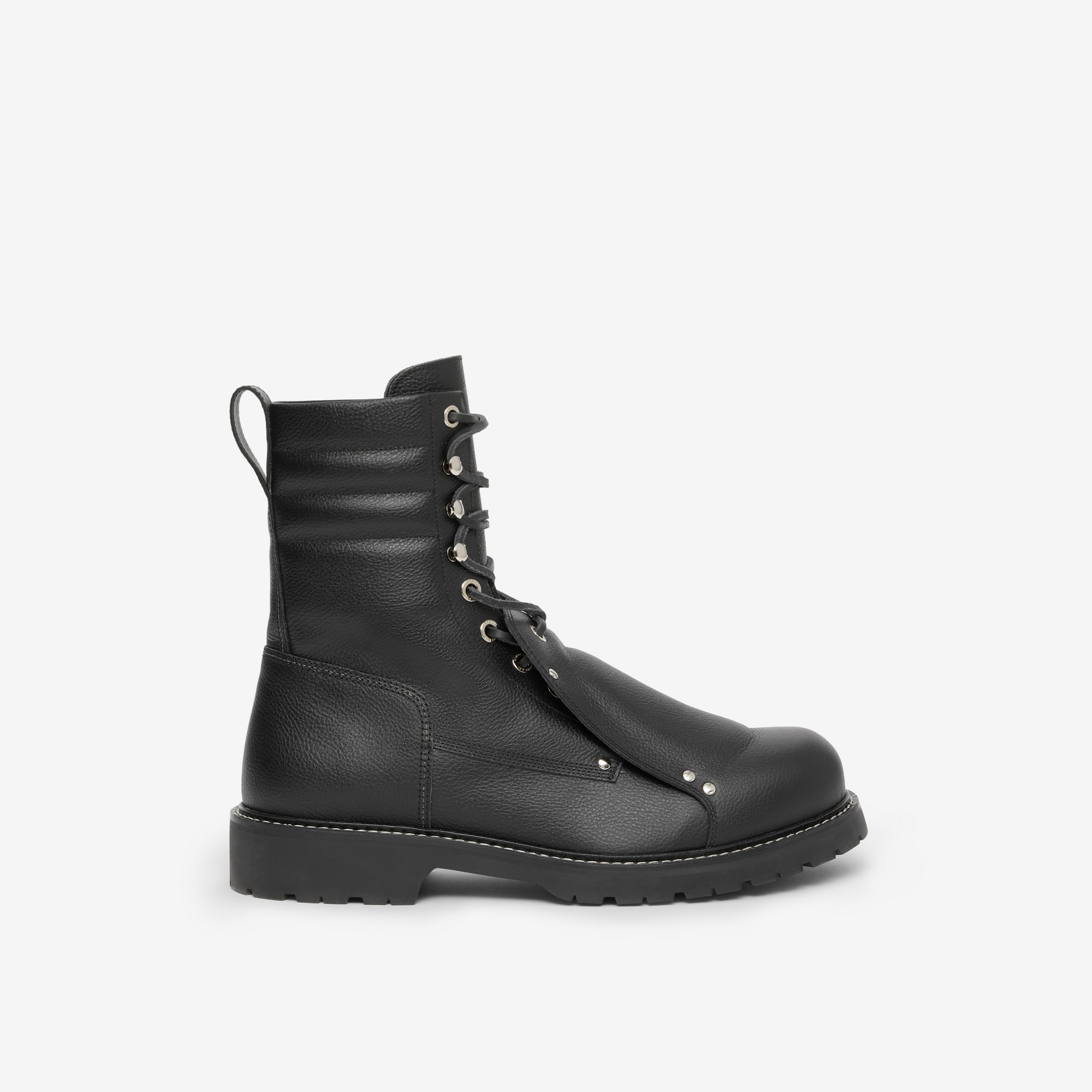 Ankle boots de couro com detalhe de aba protetora (Preto) - Homens | Burberry® oficial - 1