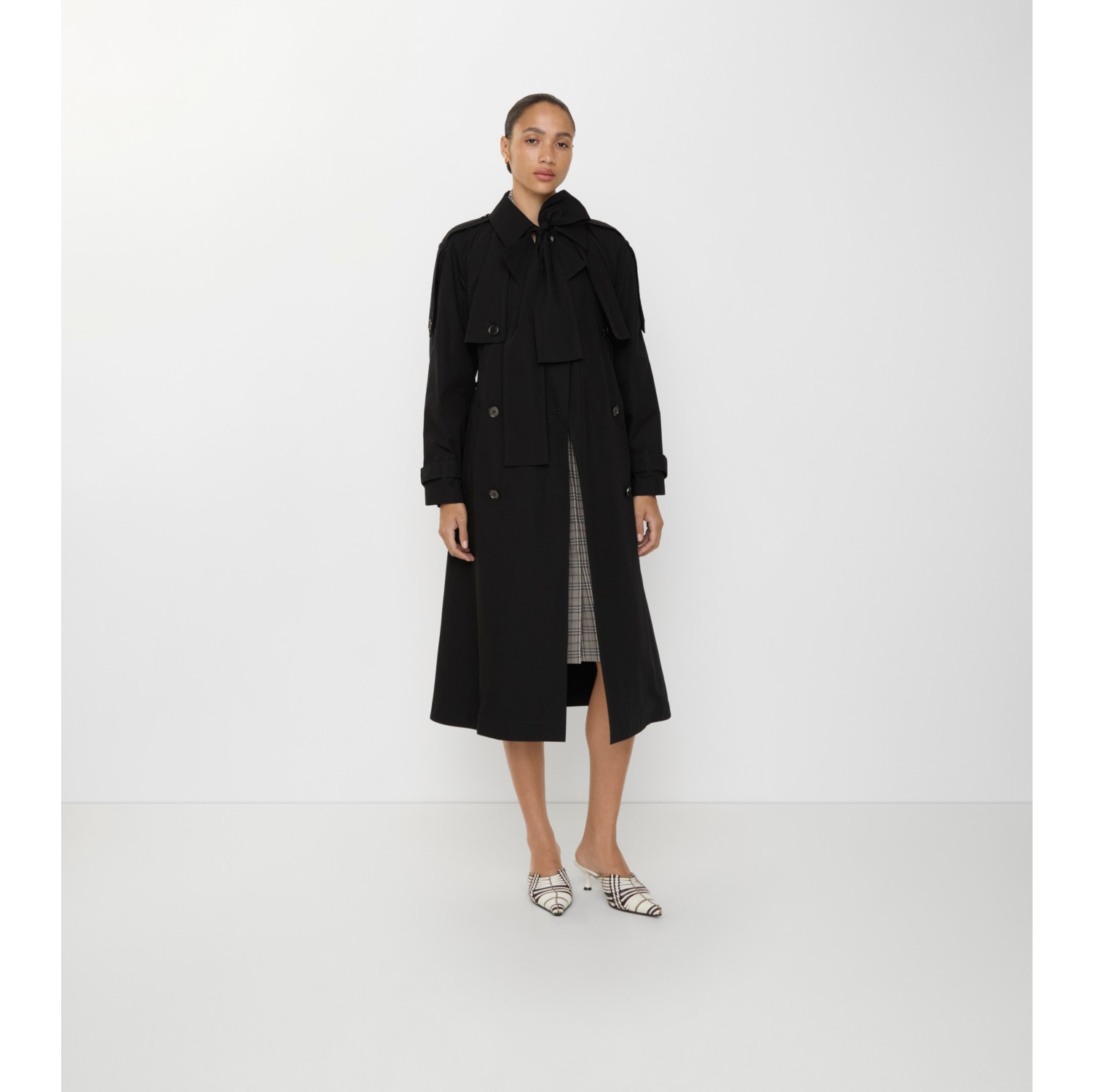 ロング キャンバス トレローズ トレンチコート (ブラック